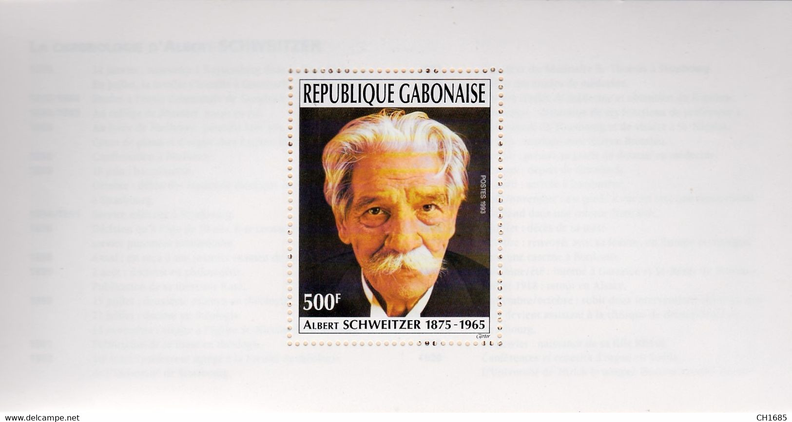 GABON : Albert Schweitzer Carnet De 3 Feuillets Et Fiches Biographiques - Albert Schweitzer