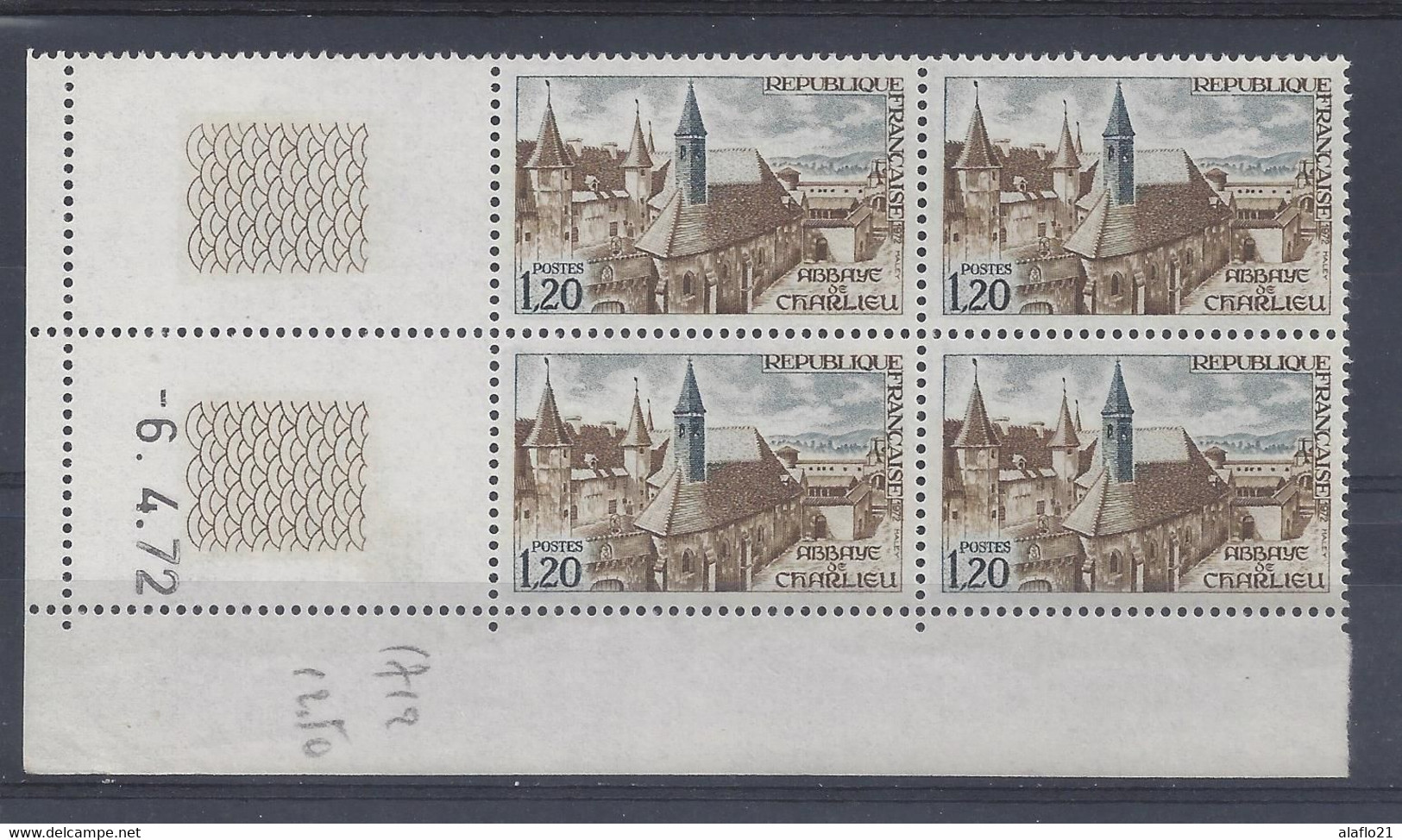 ABBAYE De CHARLIEU N° 1712 - Bloc De 4 COIN DATE - NEUF SANS CHARNIERE -  6-4-72 - 1970-1979