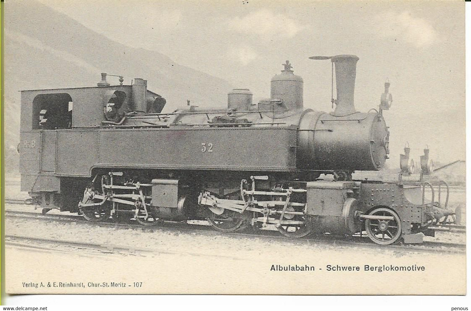 CHEMINS DE FER RETHIQUES Locomotive Mallet 1.2+2 N° 32  ALBULABAHN Ligne Thusis-Saint Moritz - Sankt Moritz