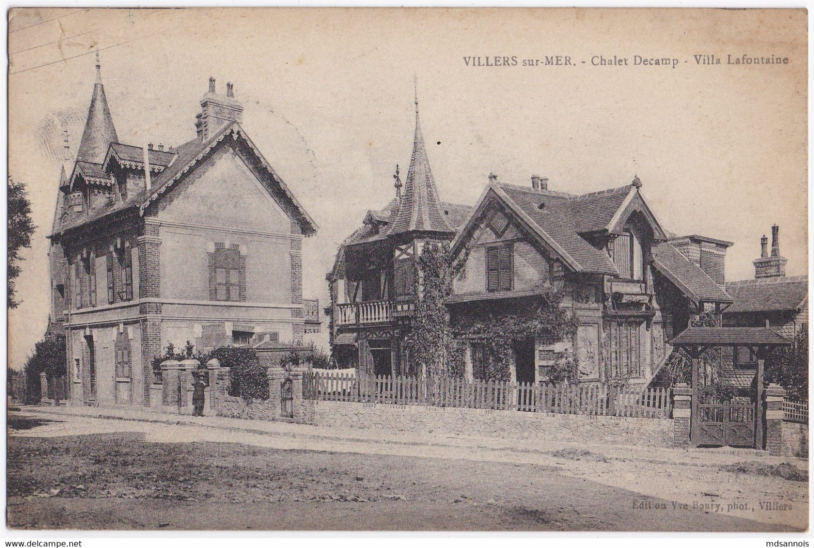 Villiers Sur Mer Chalet Decamp Villa Lafontaine Voyagé 1922 Fond Vert - Villers Sur Mer