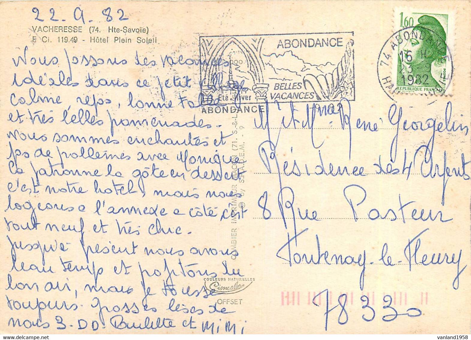 Carte Semie Moderne GRAND Format De LA BALME De VACHERESSE - Vacheresse