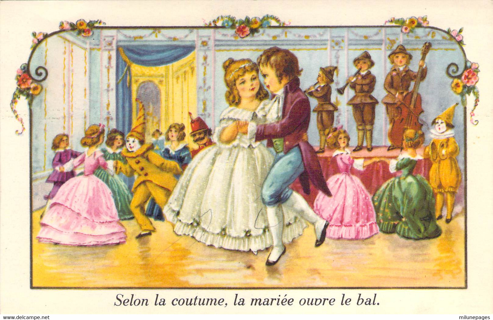 Selon La Coutume La Mariée Ouvre Le Bal Carte Illustrée Très Kitsch - 1900-1949