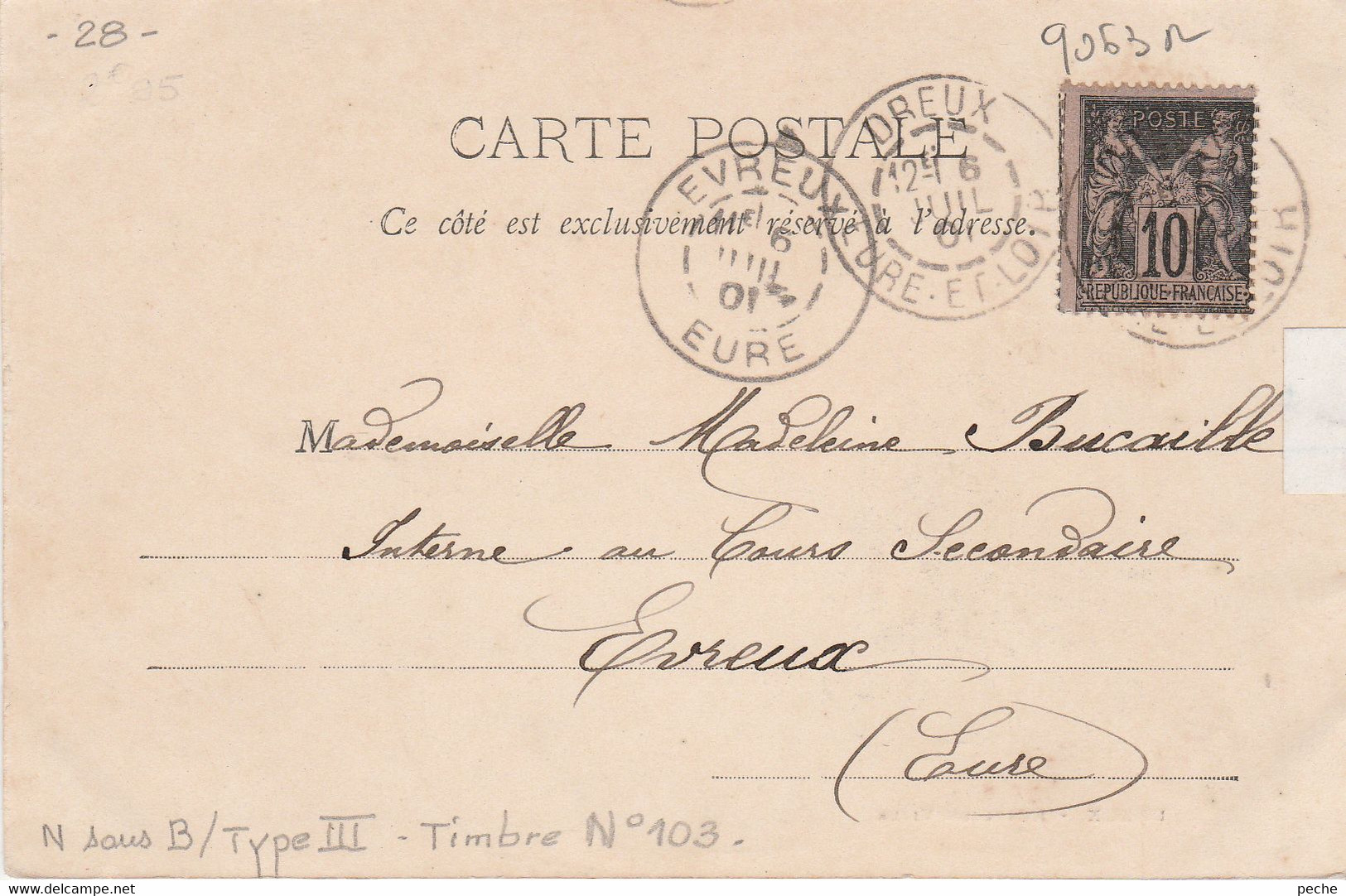N° 9063 R -type Paix Et Commerce 10c N Sous B Piquage Légèrement Décalé - Used Stamps