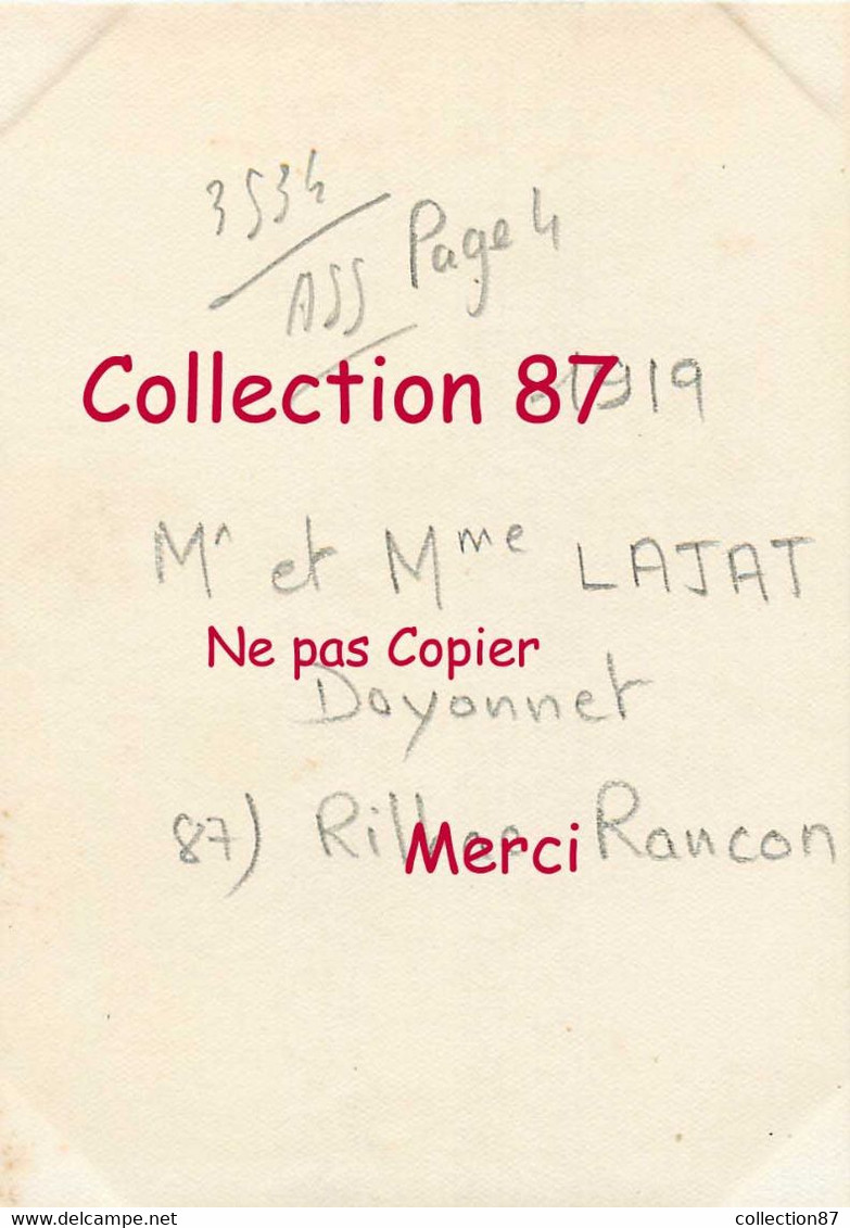 87 ☺♣♣ RILHAC RANCON - DOYONNET < Mr Et Mme LAJAT En 1919 - Rilhac Rancon