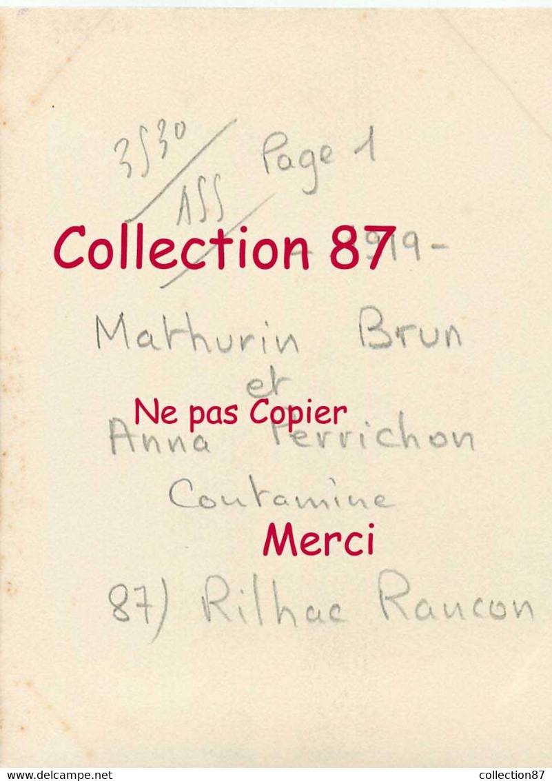 87 ☺♣♣ RILHAC RANCON - CONTAMINES < MARIAGE De Mathurin BRUN Et Anna PERRICHON < COUPLE De MARIES En 1919 - Rilhac Rancon