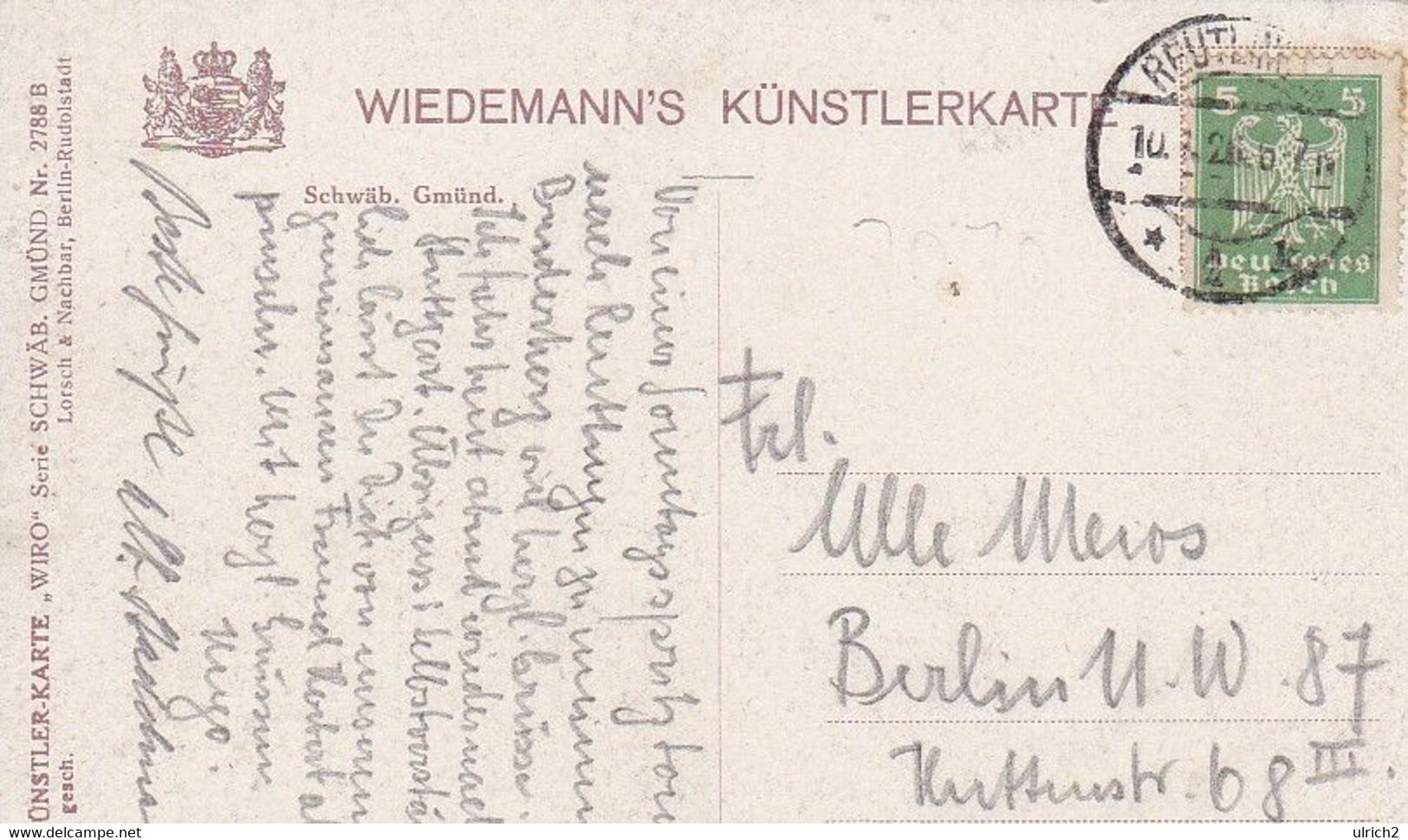 AK Schwäbisch Gmünd - Panorama - WIRO Künstler-Karte - 1926 (52783) - Schwaebisch Gmünd
