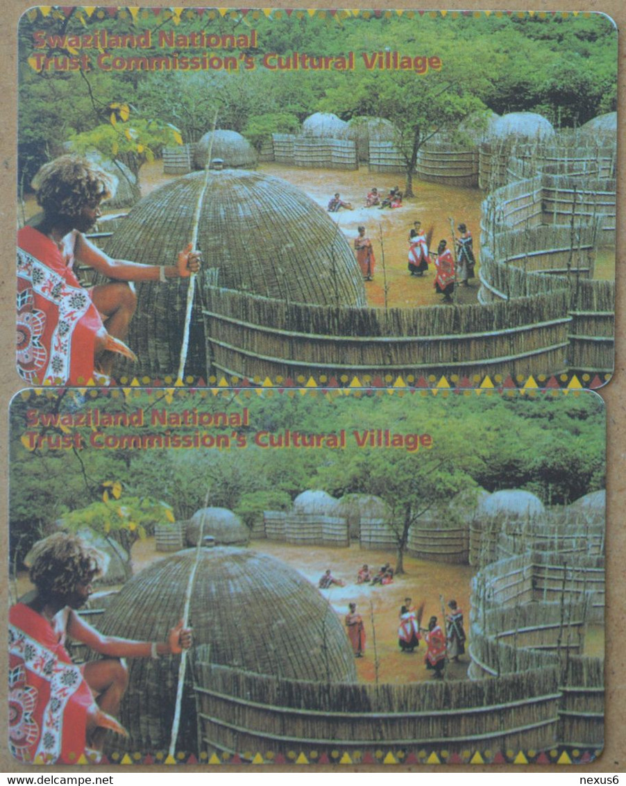 Swaziland - Swazitelecom - Cultural Village, 2 Cn. Variants (Short, Long) Exp.03.2001, 20E, Used - Swaziland