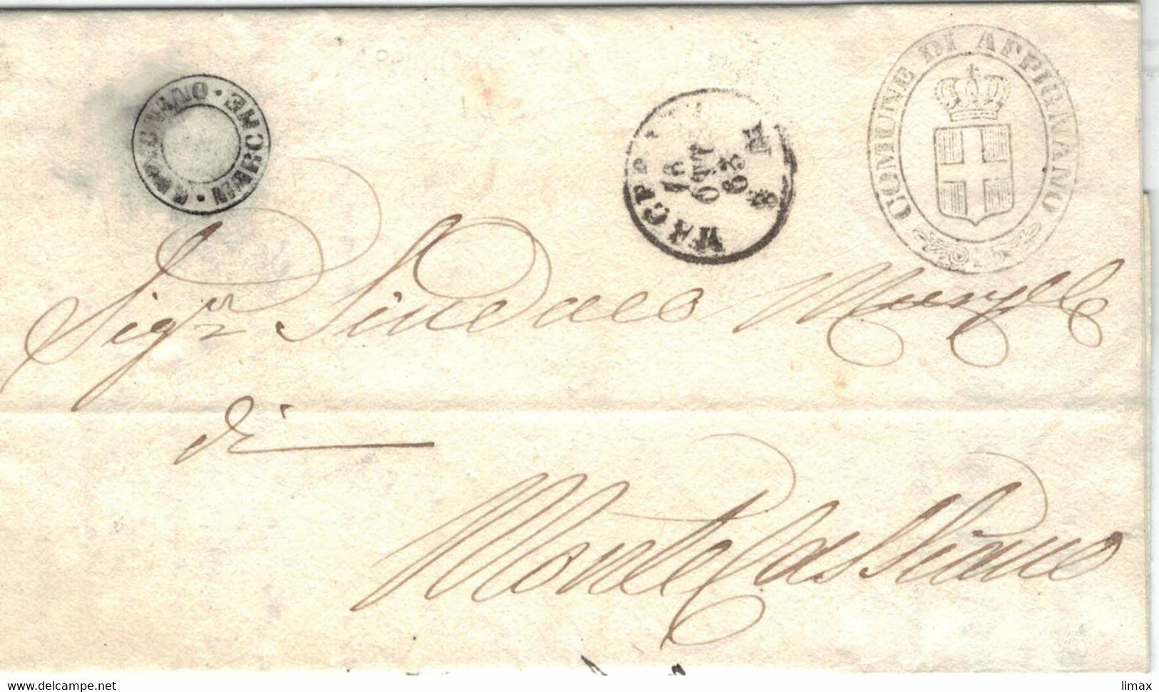 Comune Di Appignano Marche 1863 Nach Montecassiano - Dienstzegels