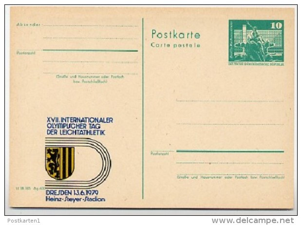 DDR P79-12-79 C88 Postkarte PRIVATER ZUDRUCK Leichtathletik Dresden 1979 - Cartoline Private - Nuovi