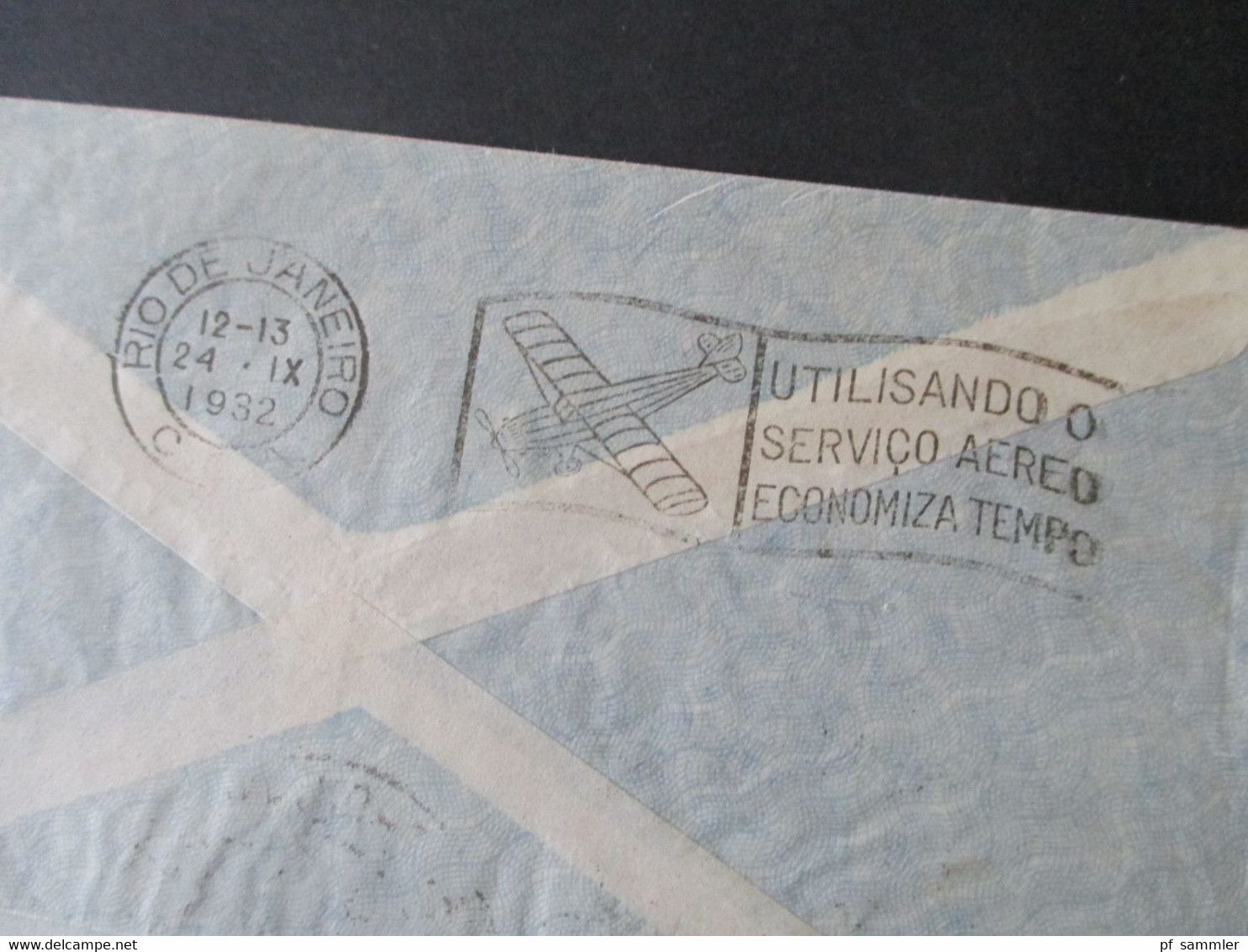 Brasilien 1932 Luftpostbeleg Violetter Stempel Via Aeropostale Mit Flugpostmarke Nr. 337 Nach Wien Gesendet - Lettres & Documents