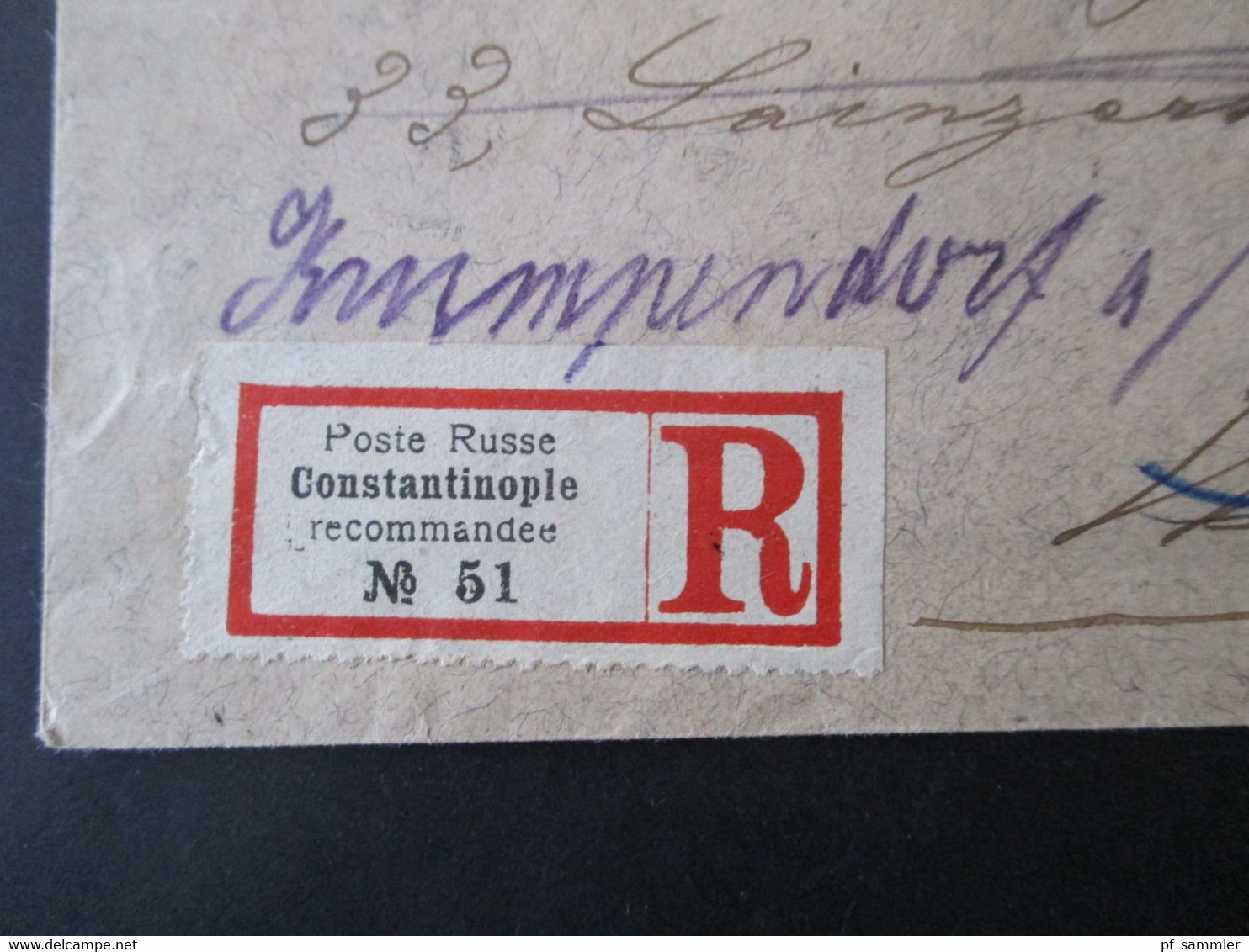 Russische Post In Der Levante Einschreiben Reko Poste Russe Constantinople Recommandee No51 Nach Wien Und Weitergeleitet - Levant