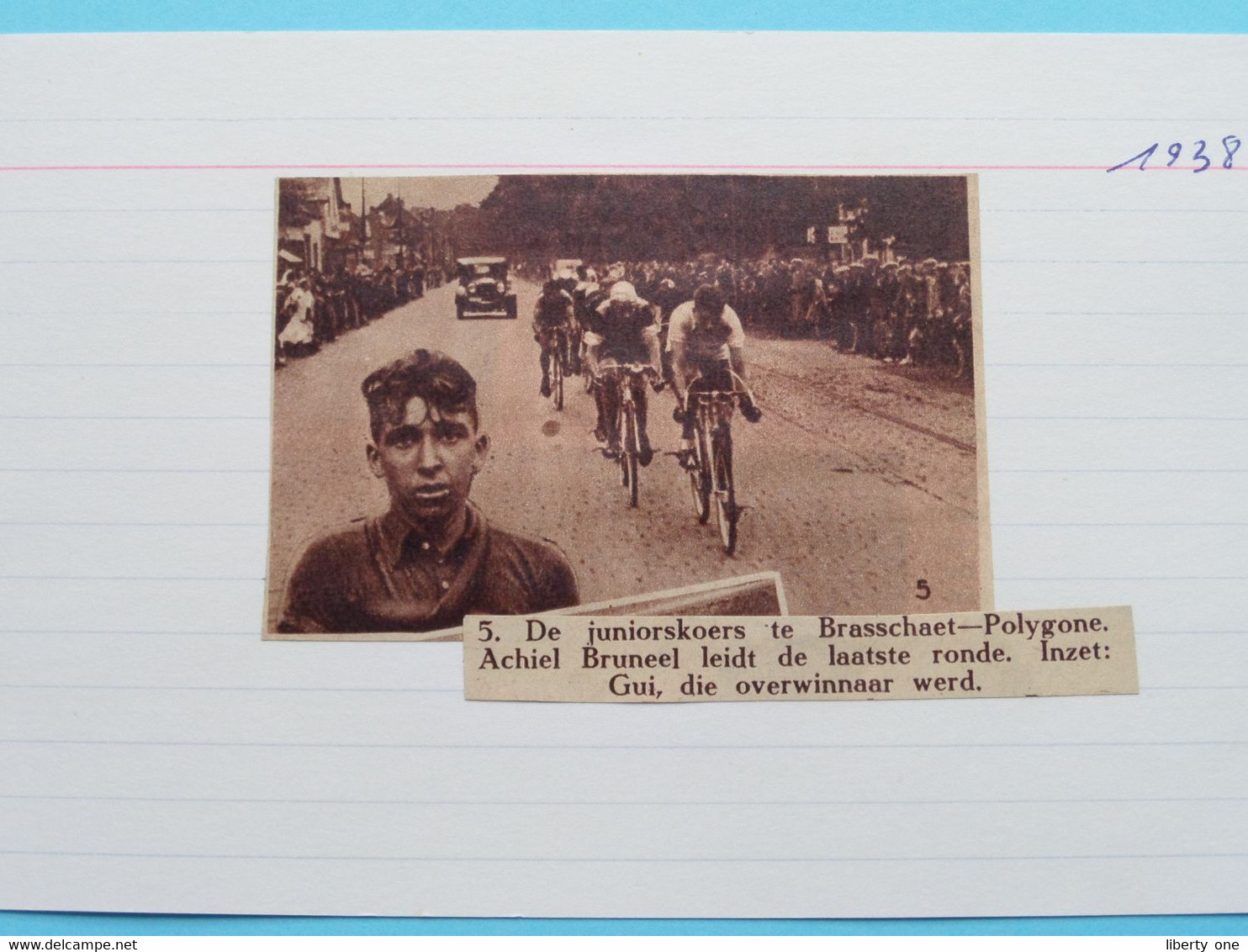 Juniorkoers Te BRASSCHAET-POLYGONE ( ACHIEL BRUNEEL / GUI ) 1938 ( Zie Foto Voor Detail ) KRANTENARTIKEL ! - Cyclisme