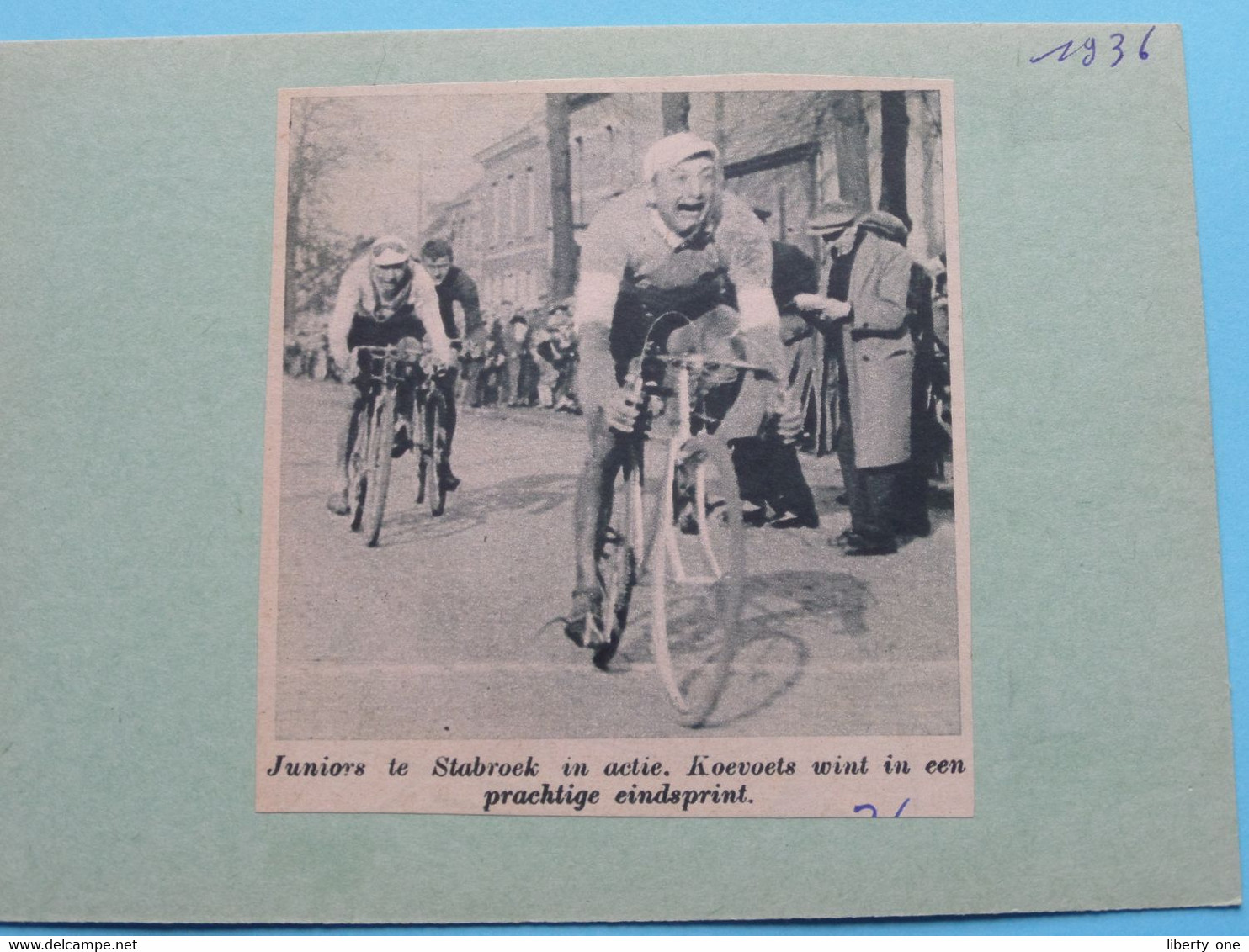 Juniors Te STABROEK In Actie ( Winnaar KOEVOETS ) 1936 ( Zie Foto Voor Detail ) KRANTENARTIKEL ! - Cyclisme