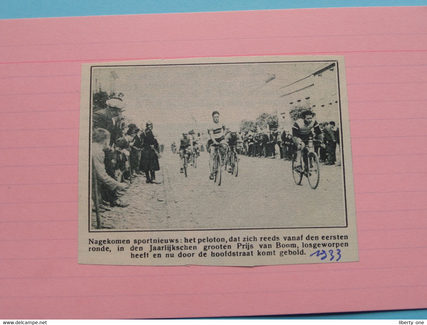 Grooten Prijs Van BOOM / 1933 ( Zie Foto Voor Detail ) KRANTENARTIKEL ! - Cyclisme