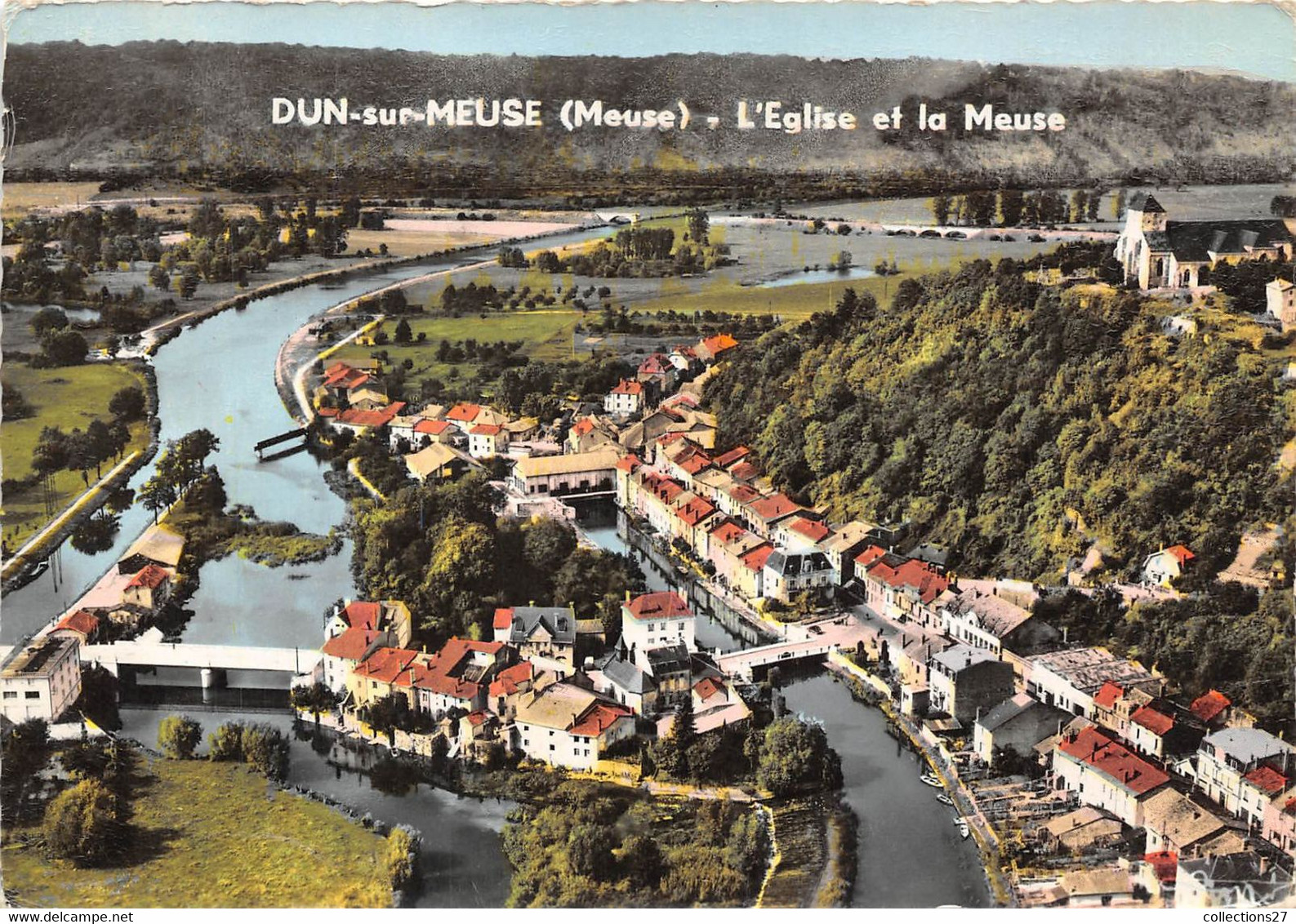 55-DUN-SUR-MEUSE- L'EGLISE ET LA MEUSE VUE AERIENNE - Dun Sur Meuse