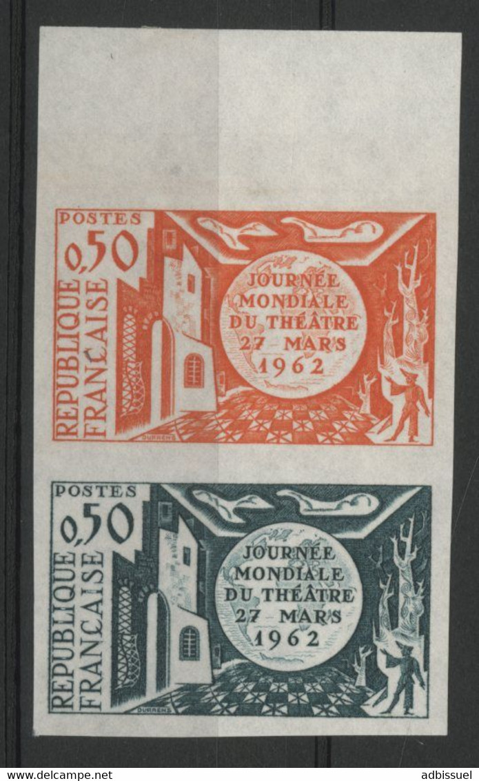 N° 1334 ESSAI NON DENTELE PAIRE Journée Mondiale Du Théâtre. Avec Bord De Feuille. Neuf */** (MH/MNH) TB - Essais De Couleur 1945-…