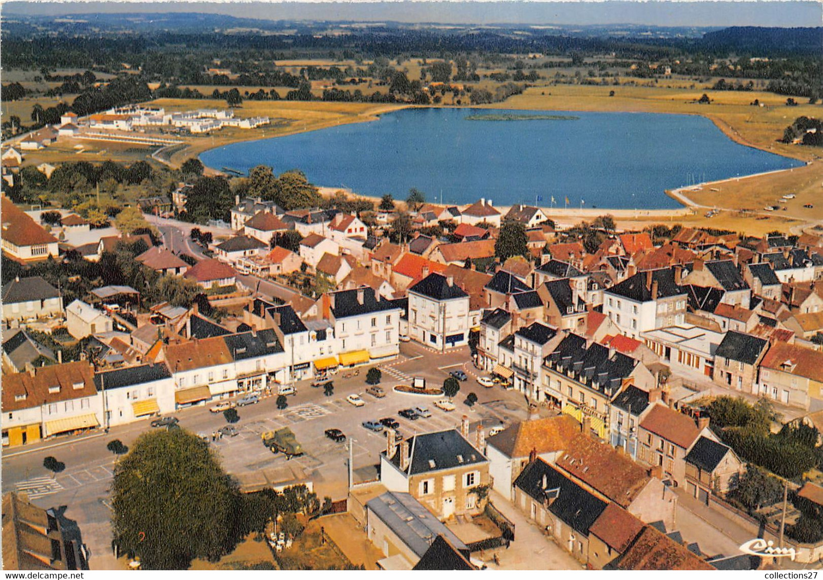 61-LE-MELE-SUR-SARTHE- VUE PANORAMIQUE AERIENNE LA PLACE , LE LAC - Le Mêle-sur-Sarthe