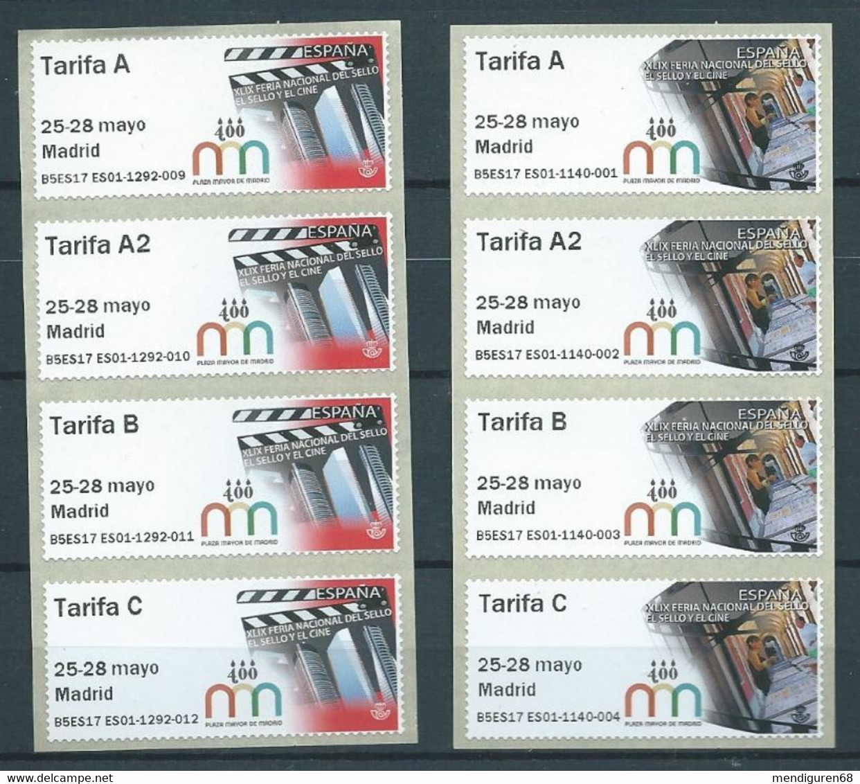 ESPAGNE SPANIEN SPAIN ESPAÑA 2017 ETIQUETA ATM: 49 STAMP SHOW GREAT PLACE OF MADRID SET 8V MNH - Servizi