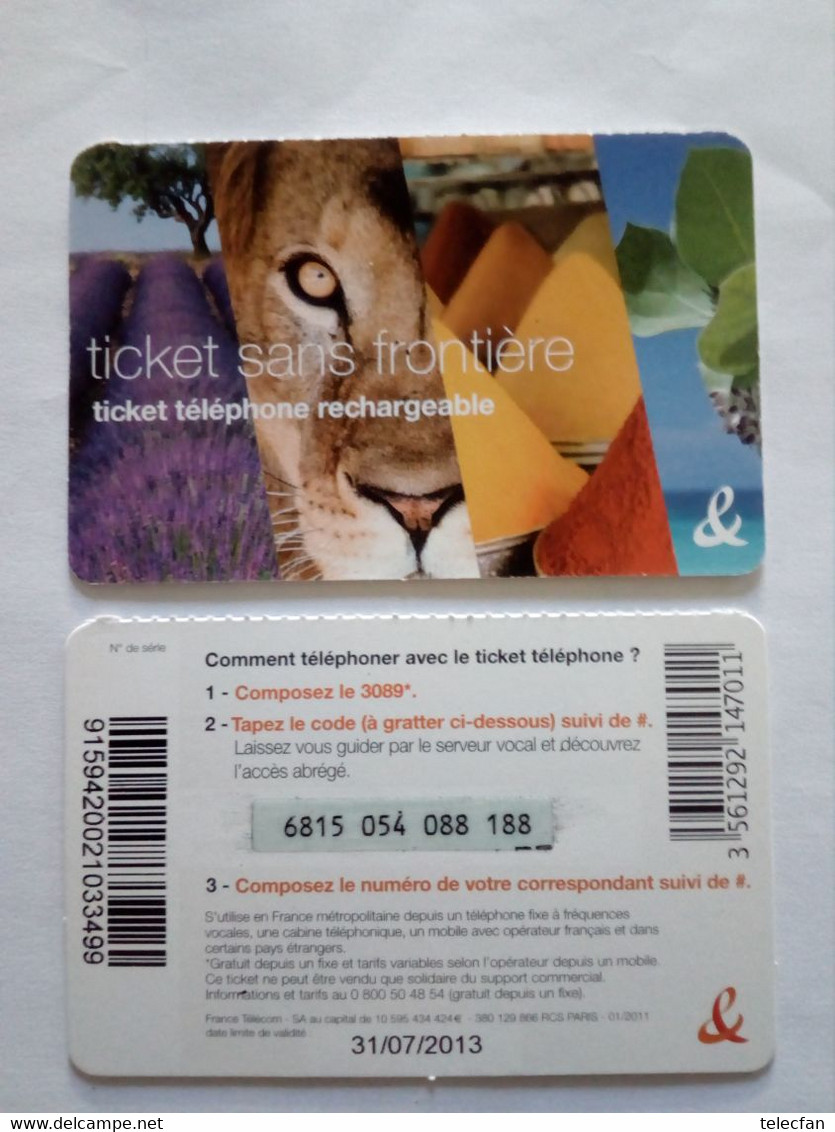 FRANCE TICKET SANS FRONTIERE LION LEO LAVANDE UT VALID 31.07.2013 - Biglietti FT