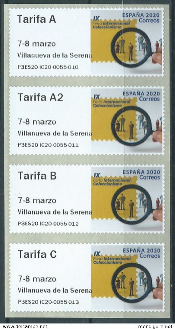 ESPAGNE SPANIEN SPAIN ESPAÑA 2020 ETIQUETA ATM: FERIA NACIONAL DEL SELLO DE VILLANUEVA SERENA SET 4V MNH - Service