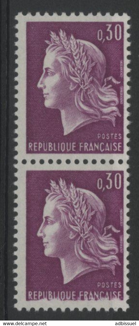 N° 1536 MARIANNE DE CHEFFER VARIETE D'IMPRESSION Sur Timbre Du Bas (blanc Dans Le Cadre Et La Légende). Neuf ** (MNH) TB - 1967-1970 Maríanne De Cheffer