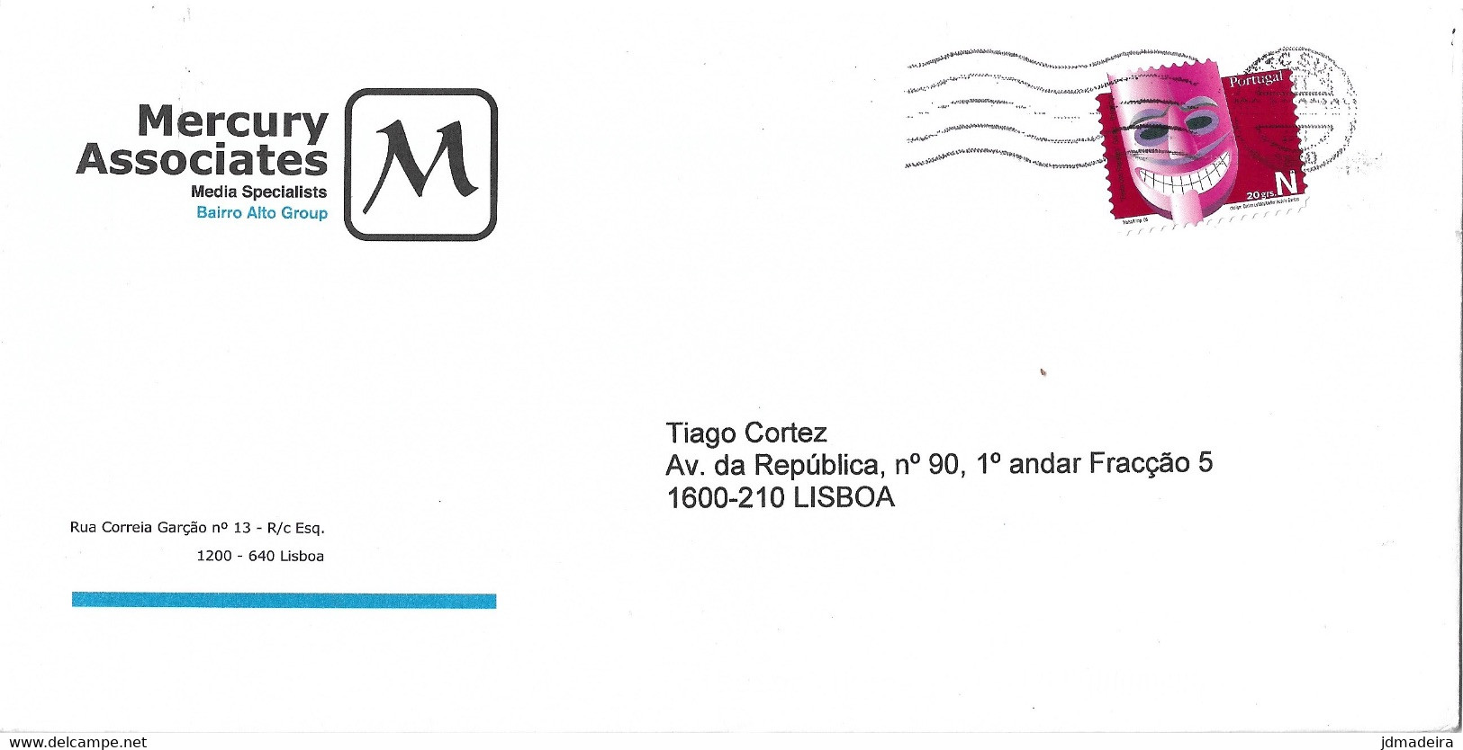 Portugal Cover With Mask Stamp - Brieven En Documenten