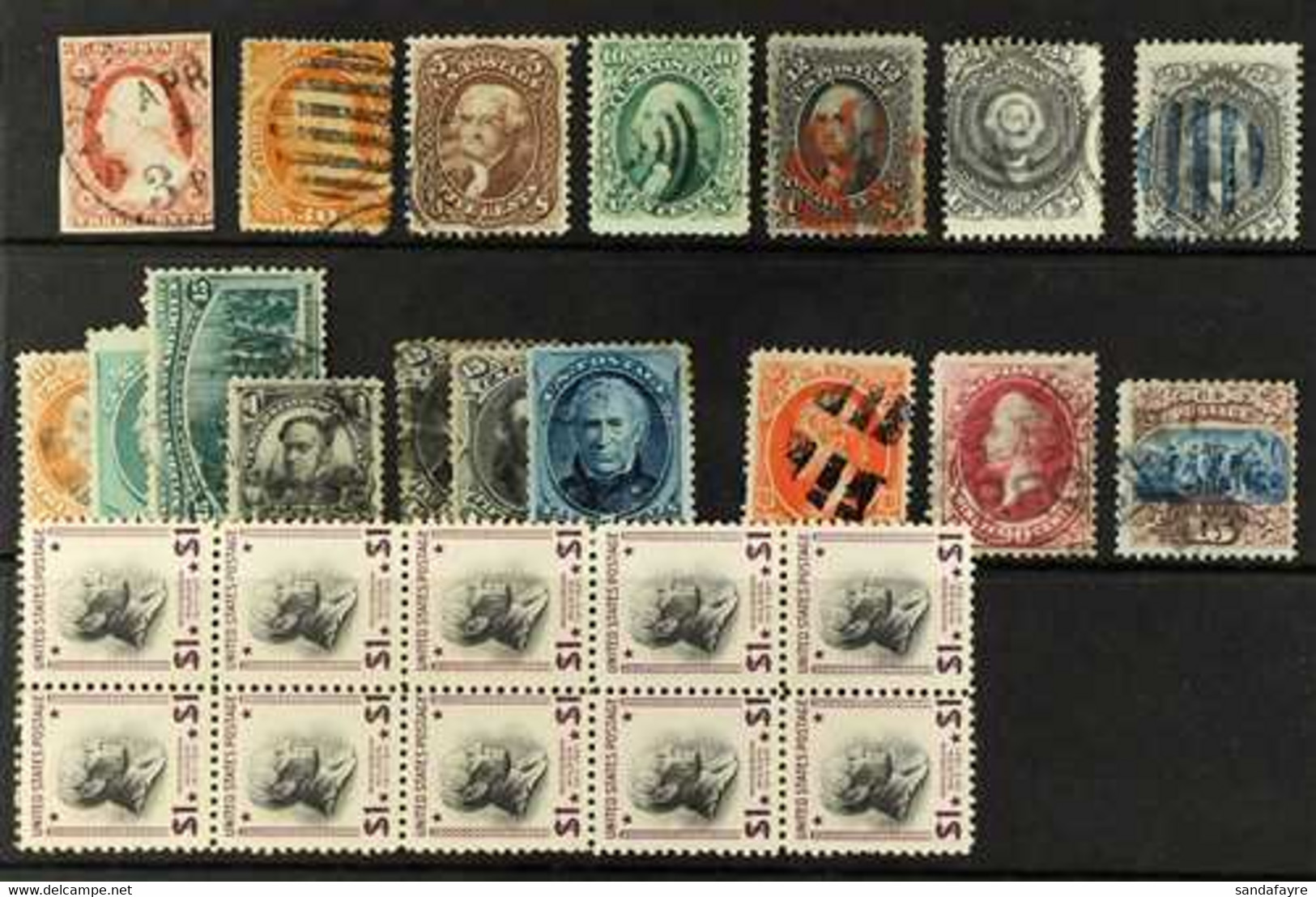 USA Small Selection Of Mint And Used 19th And 20th Cent Issues Including 1857 Perf 15 30c Orange, 1861 Perf 12 Vals To 3 - Andere & Zonder Classificatie