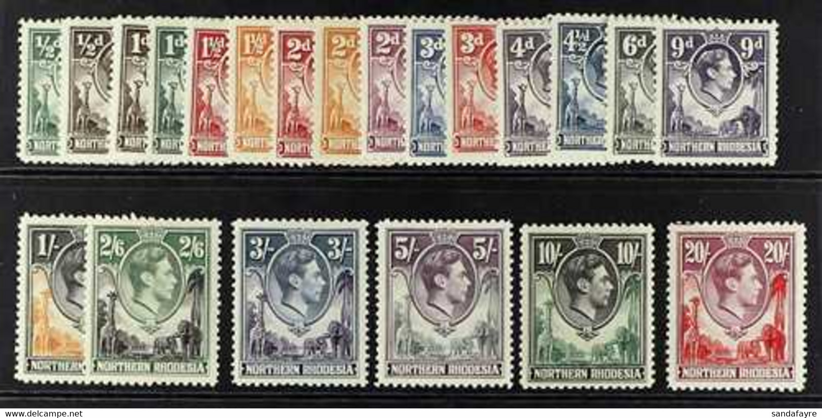 1938-52 Complete King George VI Definitive Set, SG 25/45, Fine Mint. For More Images, Please Visit Http://www.sandafayre - Noord-Rhodesië (...-1963)