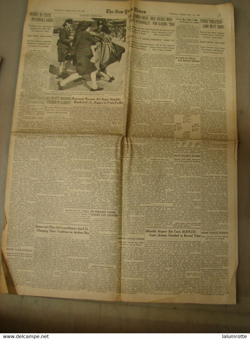 JouRev. 29. The New York Times, Lundi 26 Février 1945 - Guerre Che Coinvolgono US