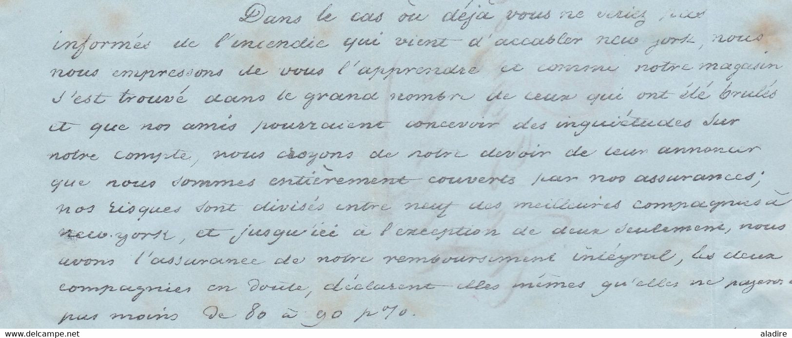 1845 - Lettre pliée en français de New York, USA vers Cognac, France via Liverpool & Boulogne - cad arrivée - T 14