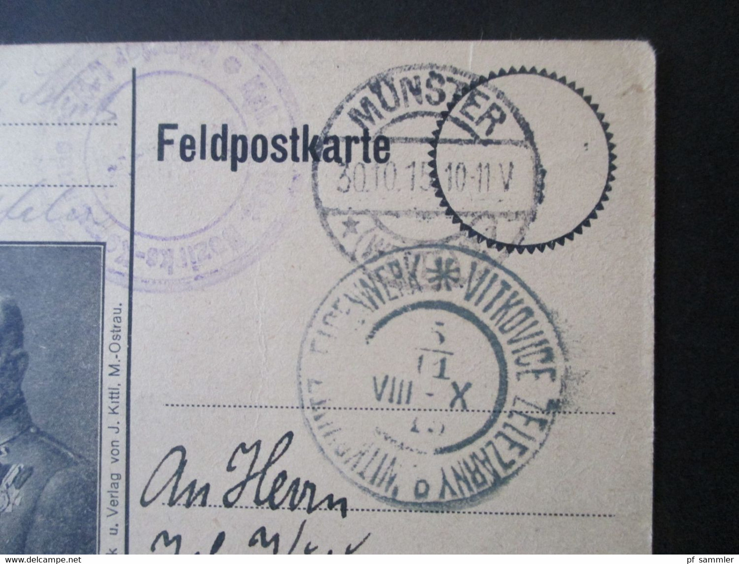 1915 Österreich  FP AK Aus Münster (Westf) Nach Mähren Witkowitz Propagandastempel Gott Strafe Endland / Gottes Fluch - Bosnie-Herzegovine