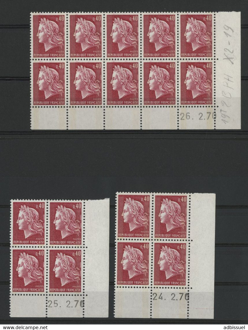 N° 1536Ba MARIANNE DE CHEFFER Avec Bandes De Phosphore. 3 Coins Datés De 1970 Dont Un Bloc De 10. Neuf ** (MNH). TB - 1970-1979