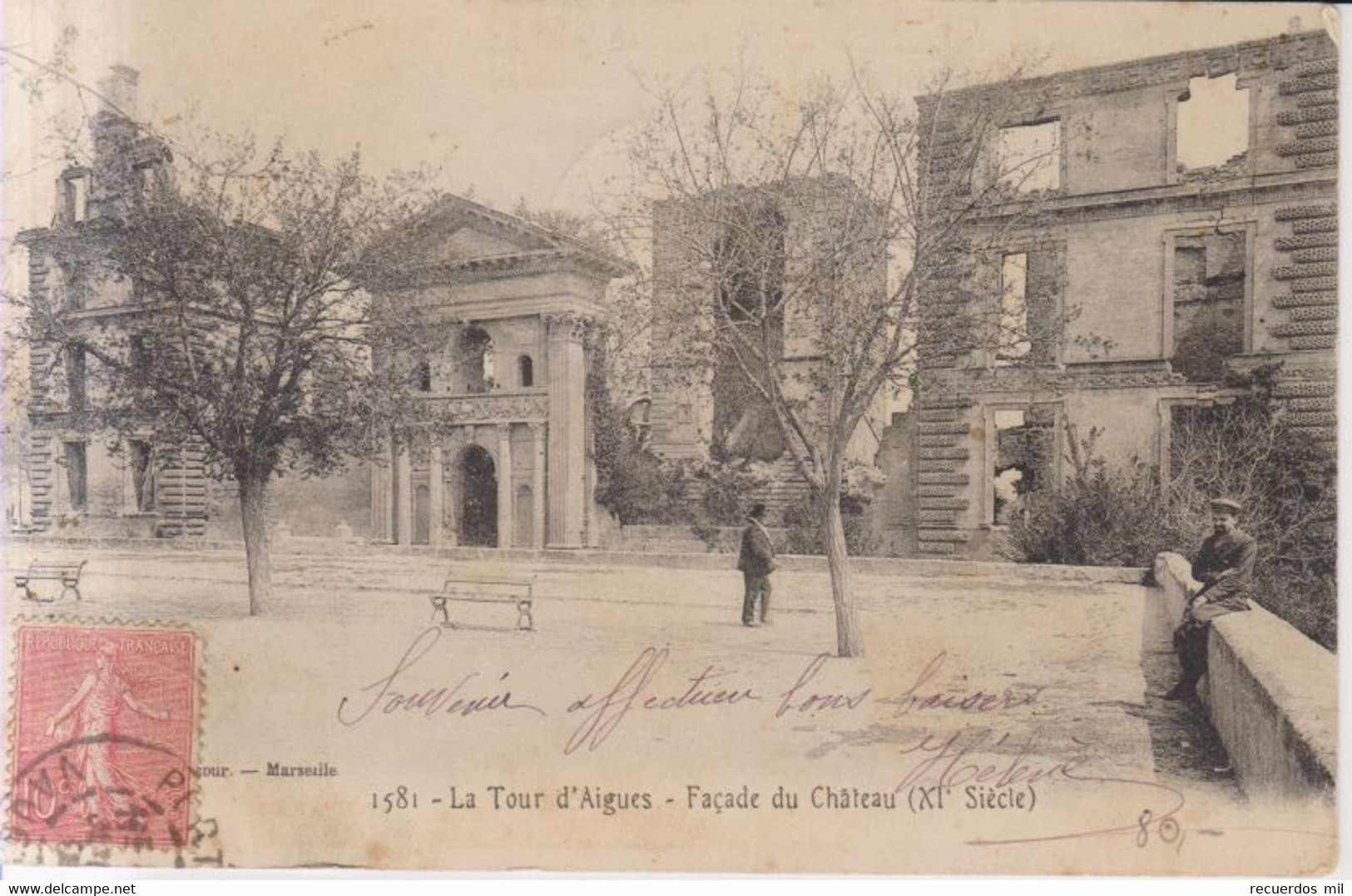 La Tour D'Aigues Le Chateau Carte Postale Animee 1905 - La Tour D'Aigues