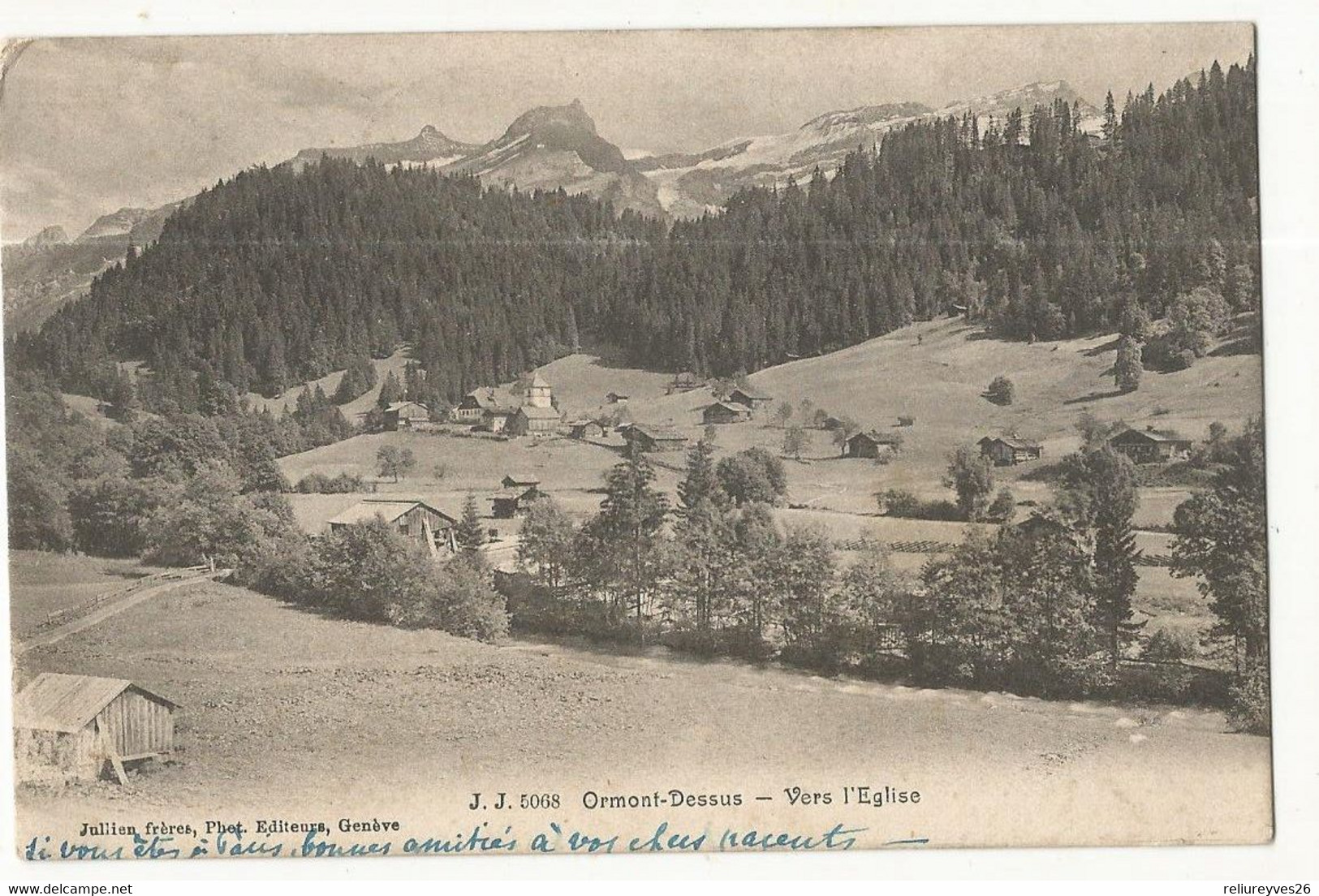 CPA ,Suisse- N°5068, Ormont-Dessus , Vers L'Eglise Ed.  J.J. 1912 - Ormont-Dessus 