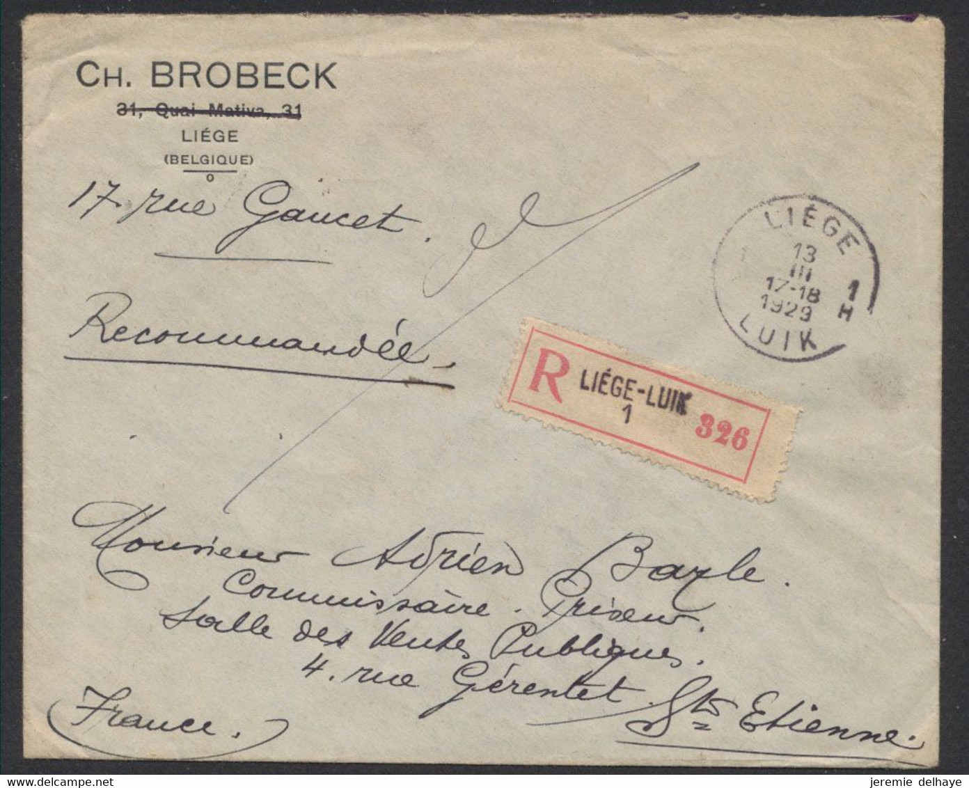 Première Orval - N°258/262 (n°261 X2) Au Verso D'une Lettre En R De Liège / Luik (1929) > St-Etienne (France) - Storia Postale