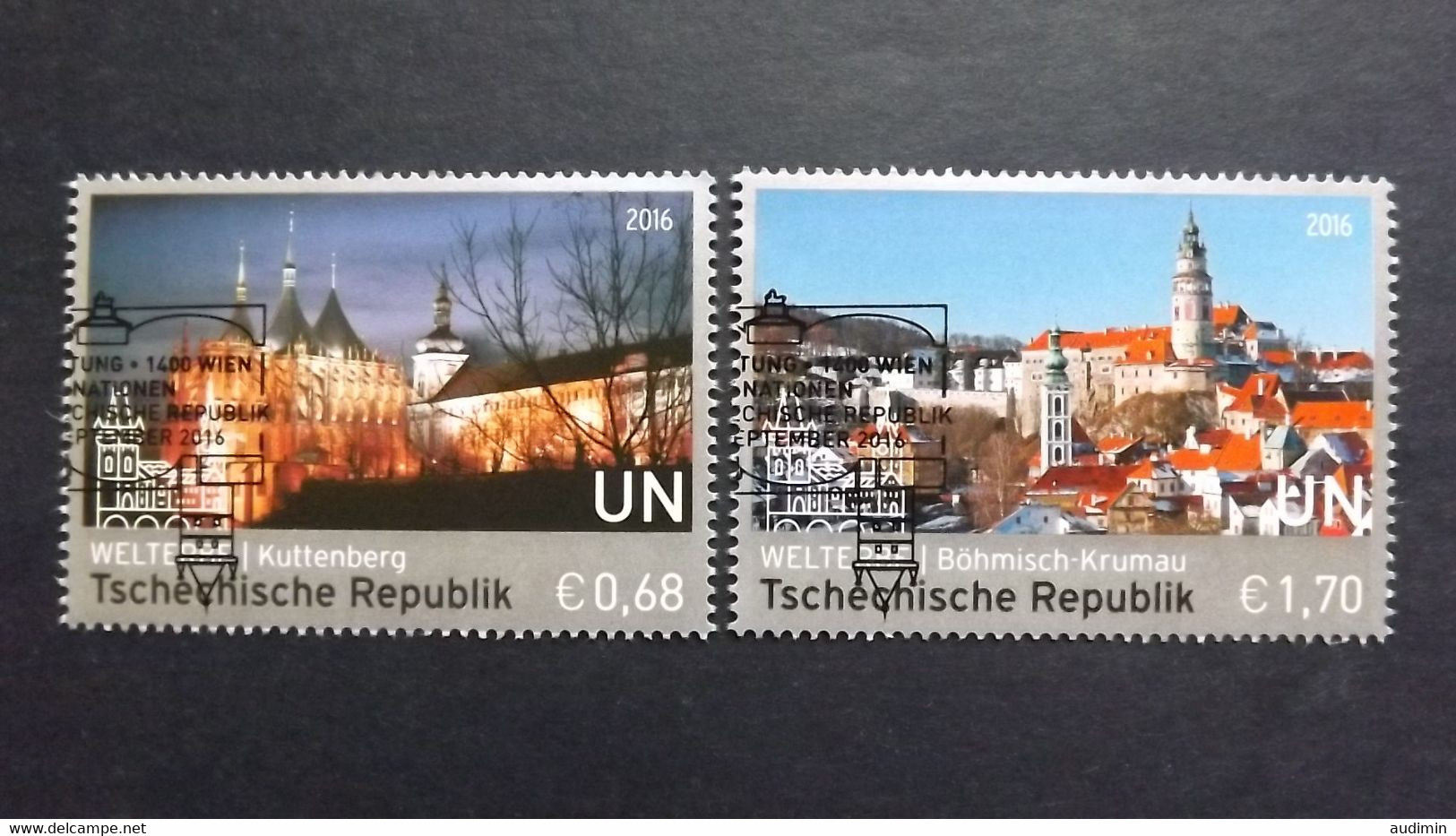 UNO-Wien 925/6 Oo/ESST, UNESCO-Welterbe: Tschechische Republik - Gebraucht