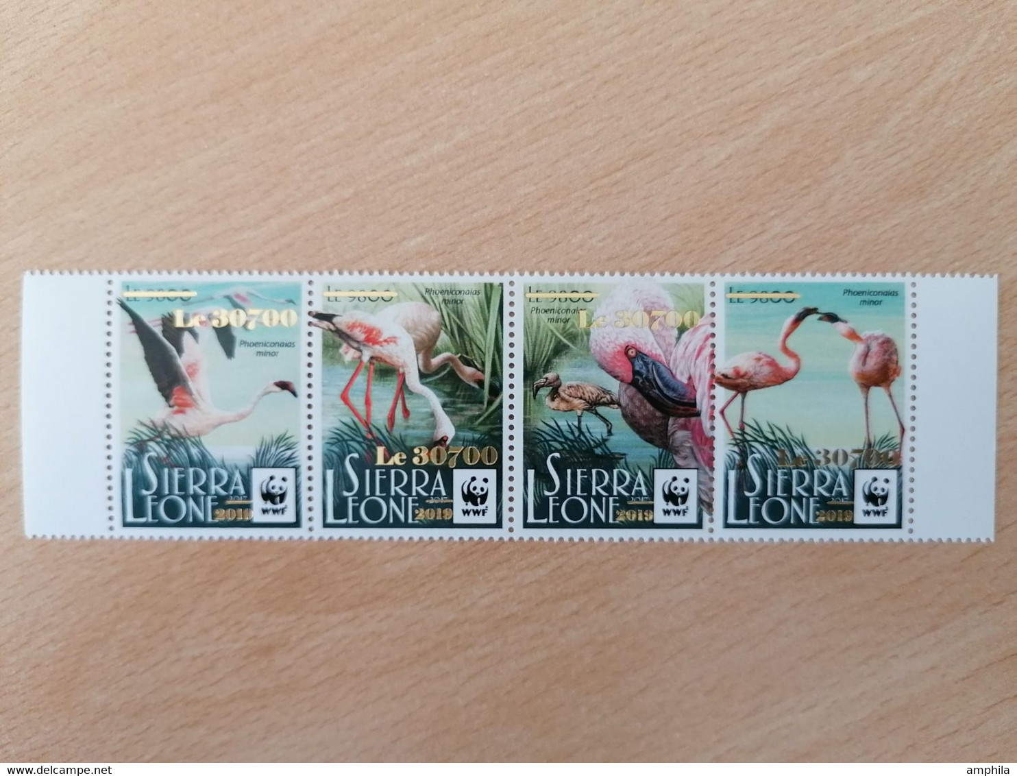 177 WWF Flamingo, Flamand Overprinted Surchargé Le 30700 Gold Or - Sierra Leone (1961-...)