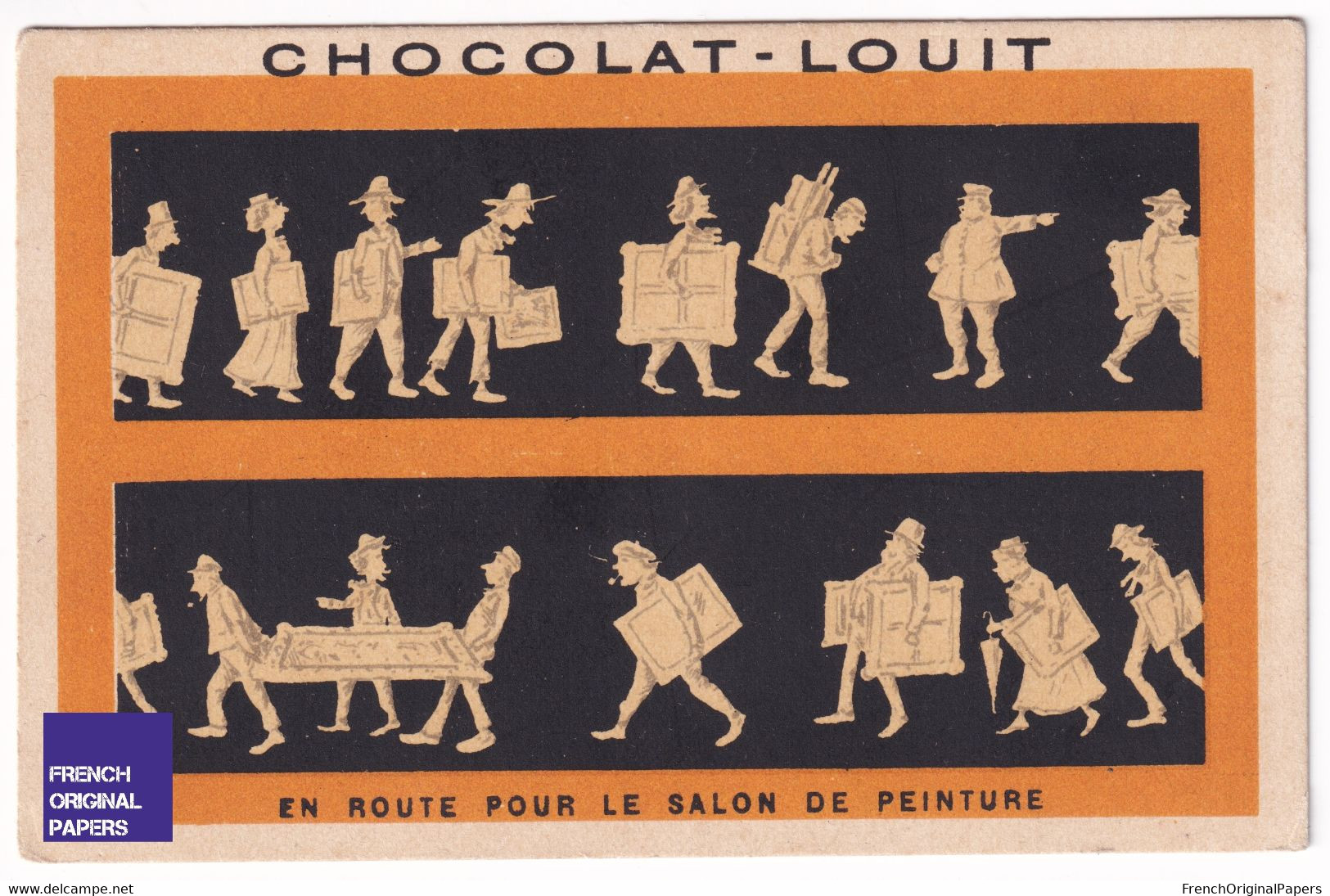 Chromo Chocolat Louit - Frise De Silhouettes - En Route Pour Le Salon De Peinture Art Tableau Peintre Artiste D2-70 - Louit