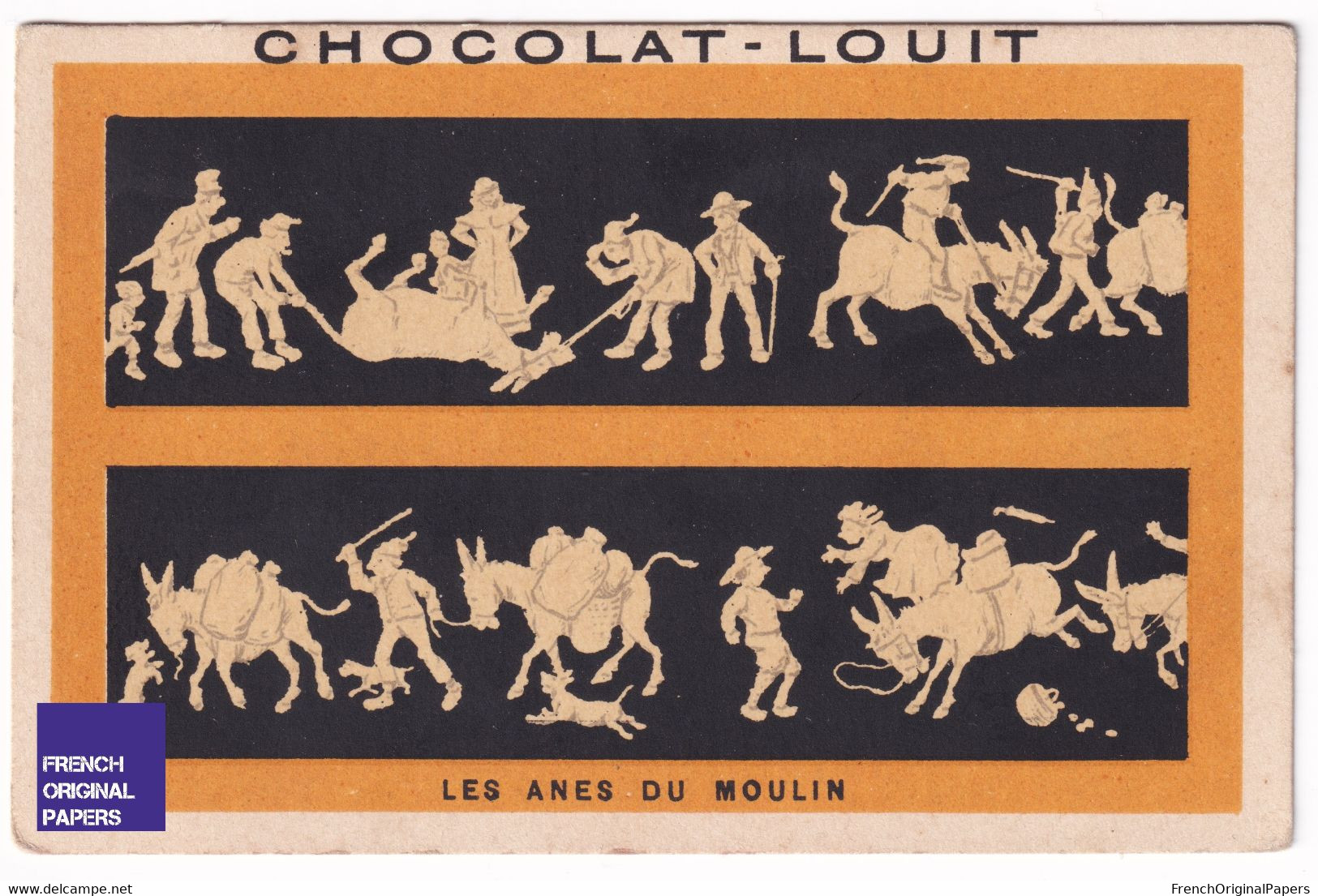 Chromo Chocolat Louit - Frise De Silhouettes - Les ânes Du Moulin Mule âne D2-72 - Louit