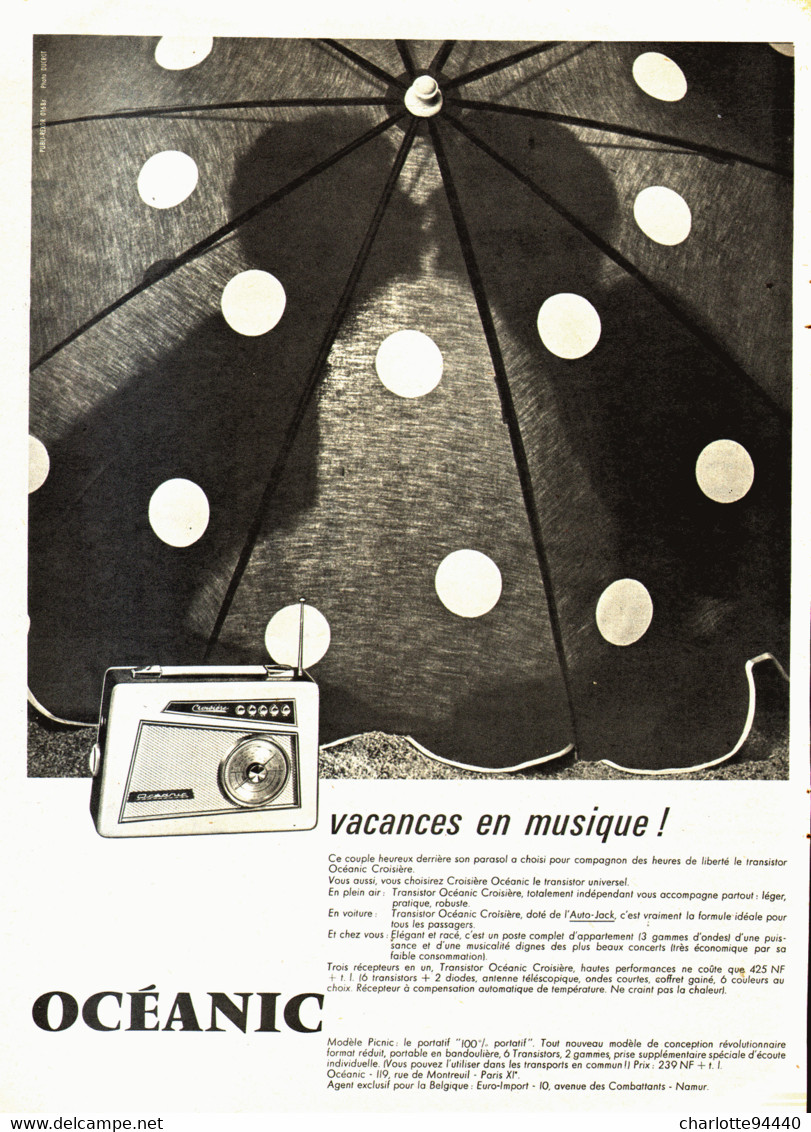 PUB TRANSISTOR    " CROISIERE "  De  ( OCEANIC ) 1960 ( 1 ) - Altri & Non Classificati