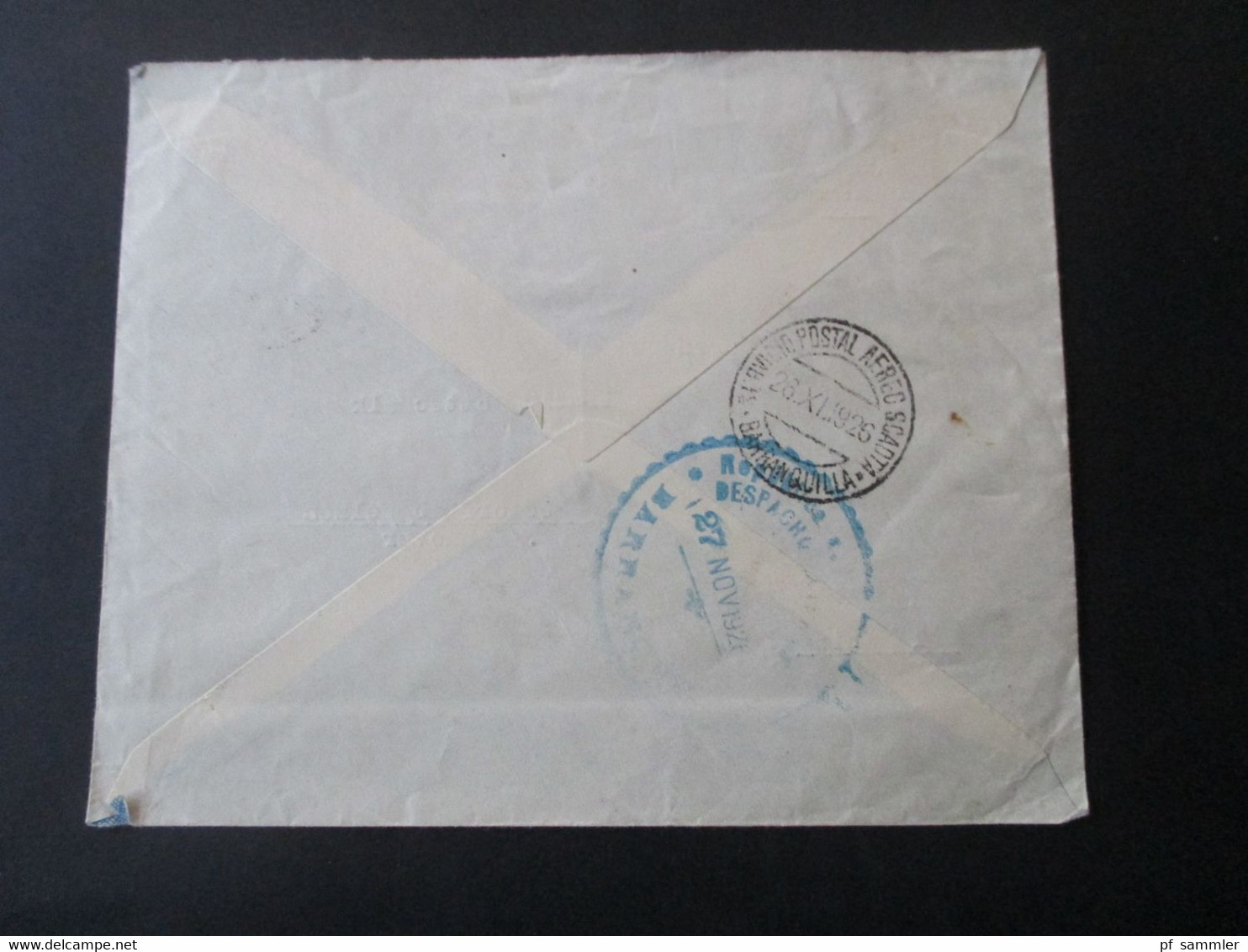 Kolumbien 1926 SCADTA Nr. 33 Luftpost / Air Mail Via Santa Marta Stempel Servicio De Transportes Aeros Manizales Nach Eb - Colombia