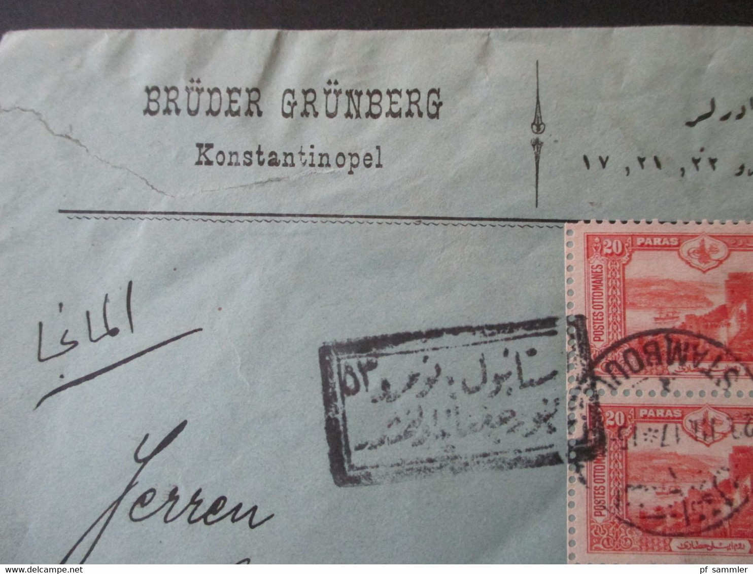 Türkei 1917 Stempel Stamboul Umschlag Brüder Grünberg Konstantinopel Nach Hamburg Gesendet Mit Rotem Papiersiegel - Lettres & Documents