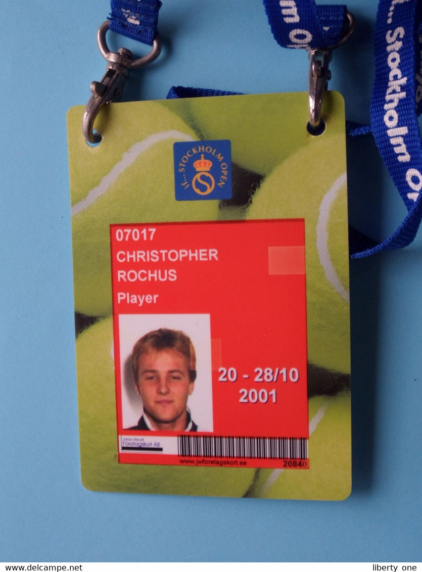 If... STOCKHOLM OPEN 2001 : CHRISTOPHER ROCHUS Belgium / Accreditation CARD / With ORIGINAL Lanyard / Cordon ! - Altri & Non Classificati