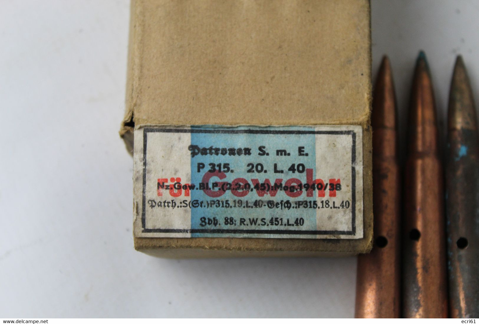 Boite De 15 Cartouches Mauser SmE 1940 - Armes Neutralisées