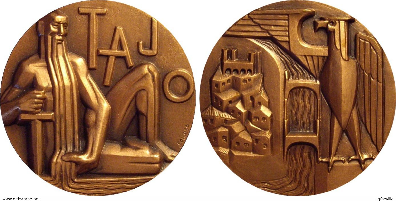 ESPAÑA. MEDALLA F.N.M.T. RÍOS DE ESPAÑA. TAJO. BRONCE. ESPAGNE. SPAIN MEDAL - Profesionales/De Sociedad