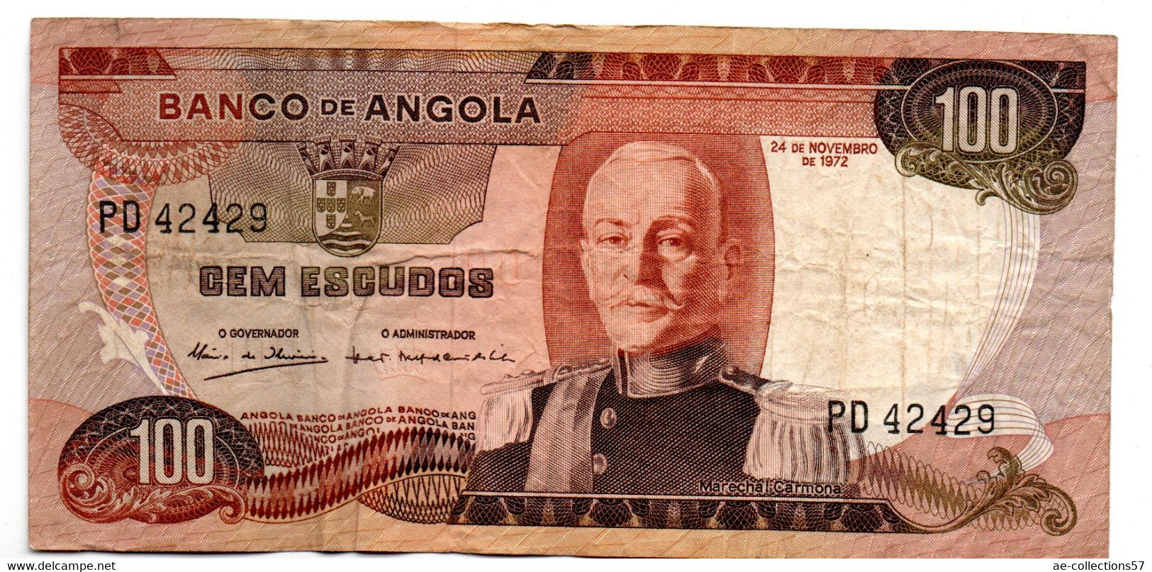 Angola  -  100 Escudos  24/11/1972   état  TB - Angola