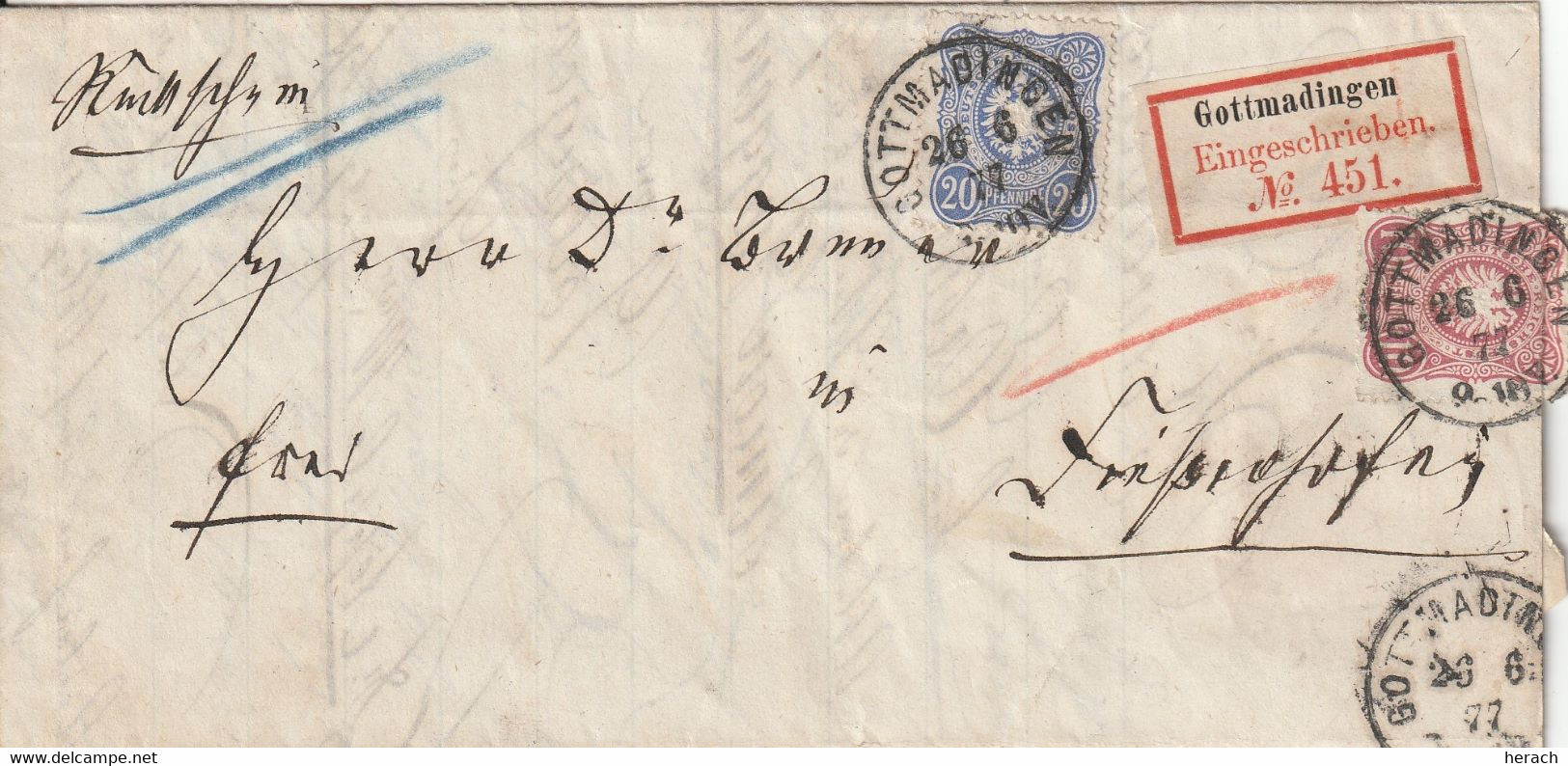 Allemagne Lettre Recommandée Gottmadingen 1877 - Lettres & Documents