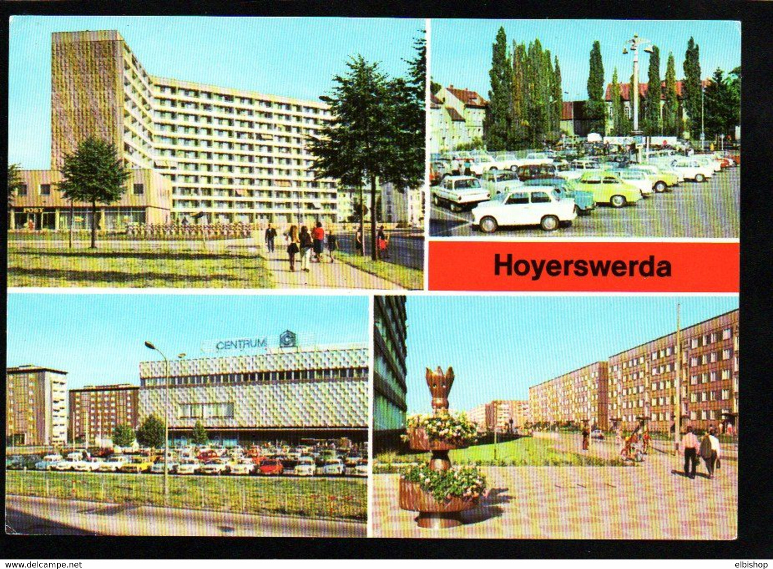 C) BRD - AK (Verlag: Bild und Heimat) - 4 Karten Hoyerswerda - Warenhaus, Planetarium, Postsäule, Tierpark