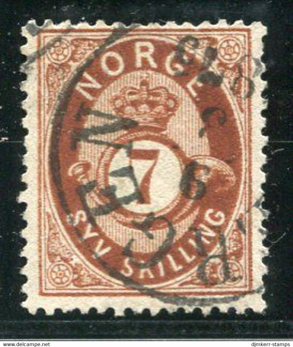 NORWAY 1873 Posthorn 7 Sk. Used. Michel 21 - Gebruikt