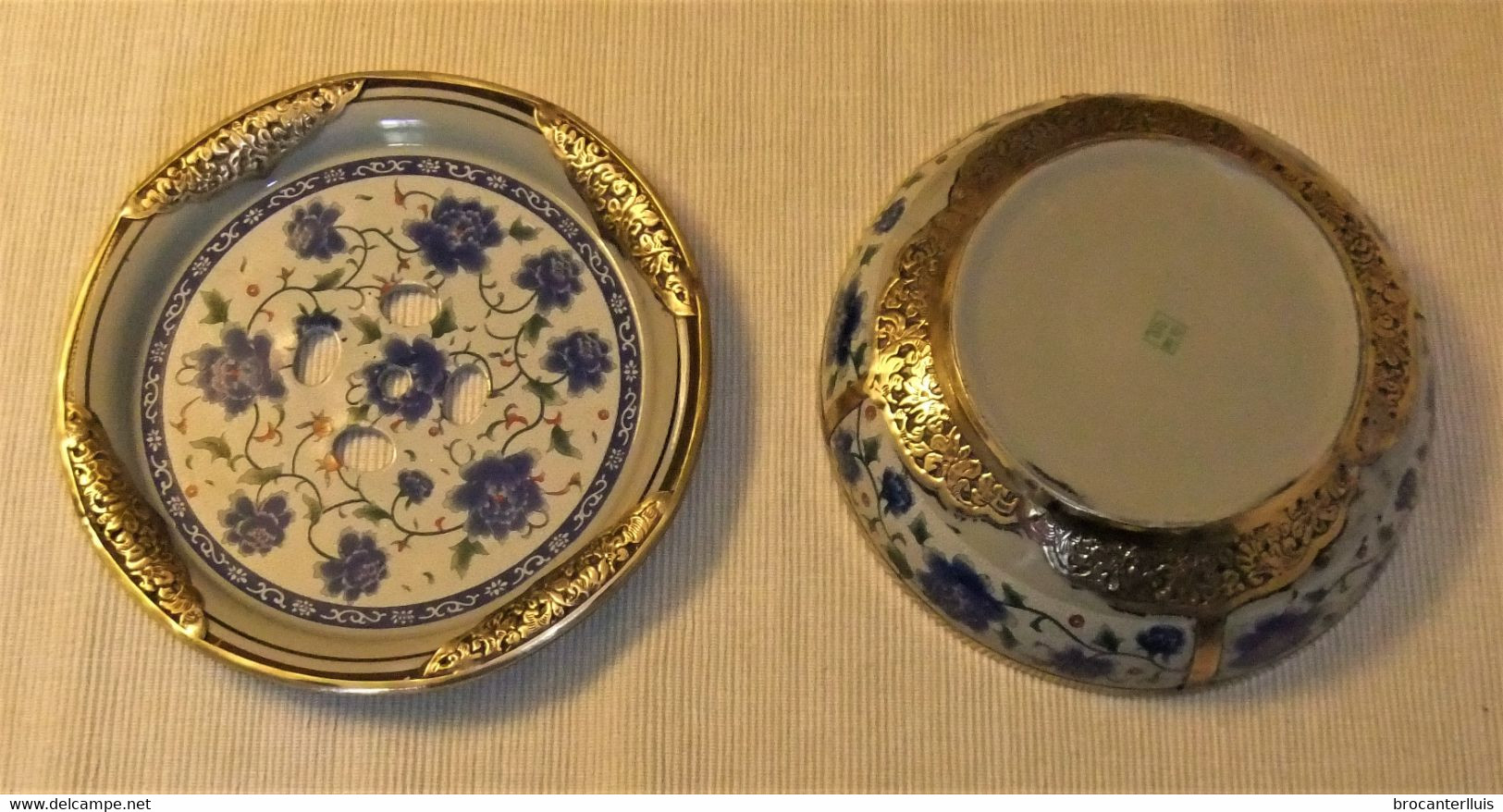 INCENSARIO CHINO DE PORCELANA Y METAL DORADO - Arte Orientale